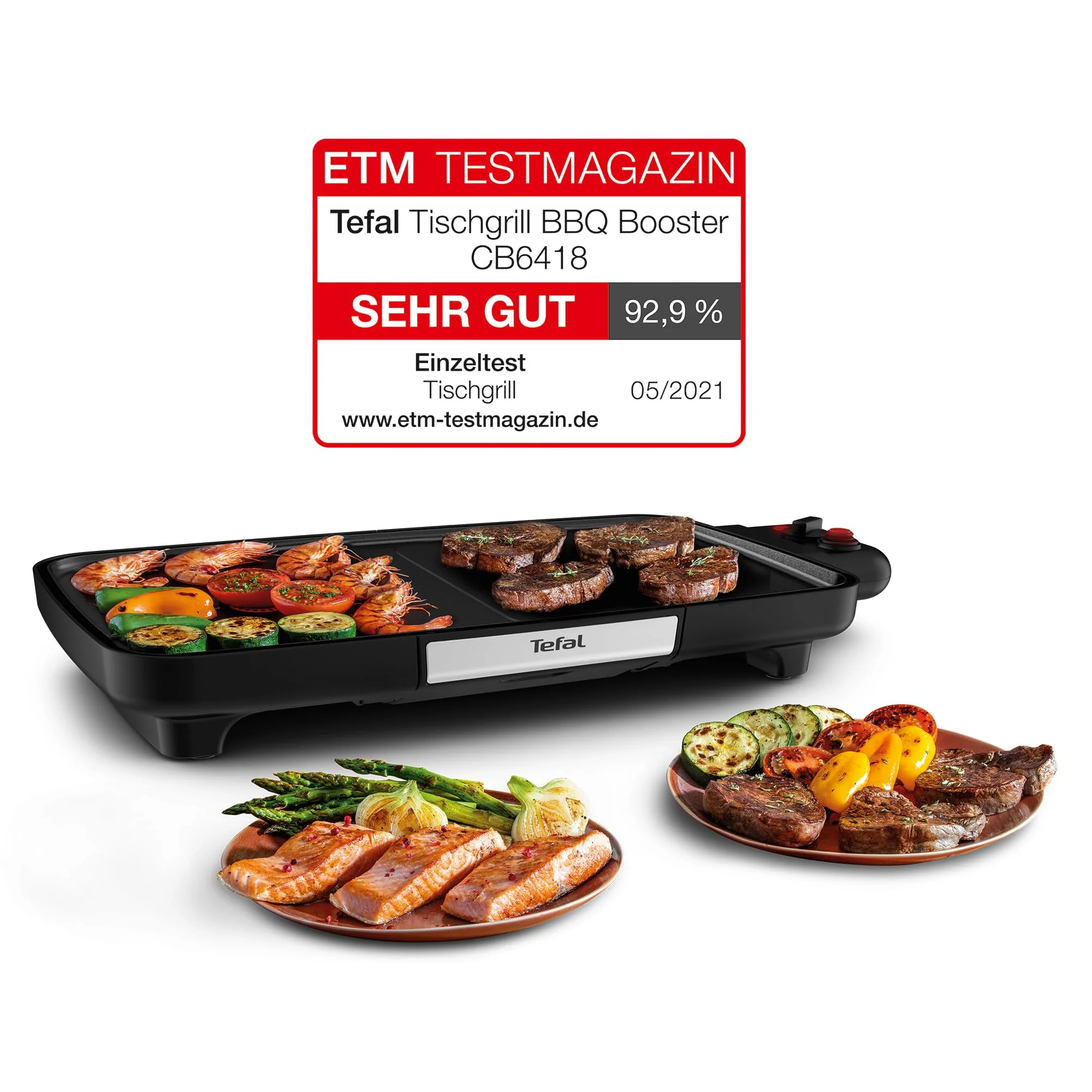 Tefal CB6418 BBQ Booster Tischgrill | Power-Boost-Zone | 2200 Watt | Antihaftbeschichtung | 6 Stufen Thermostat | Auffangschale spülmaschinengeeignet | Thermo-Spot | extragroße Grillfläche | Schwarz - Image 9