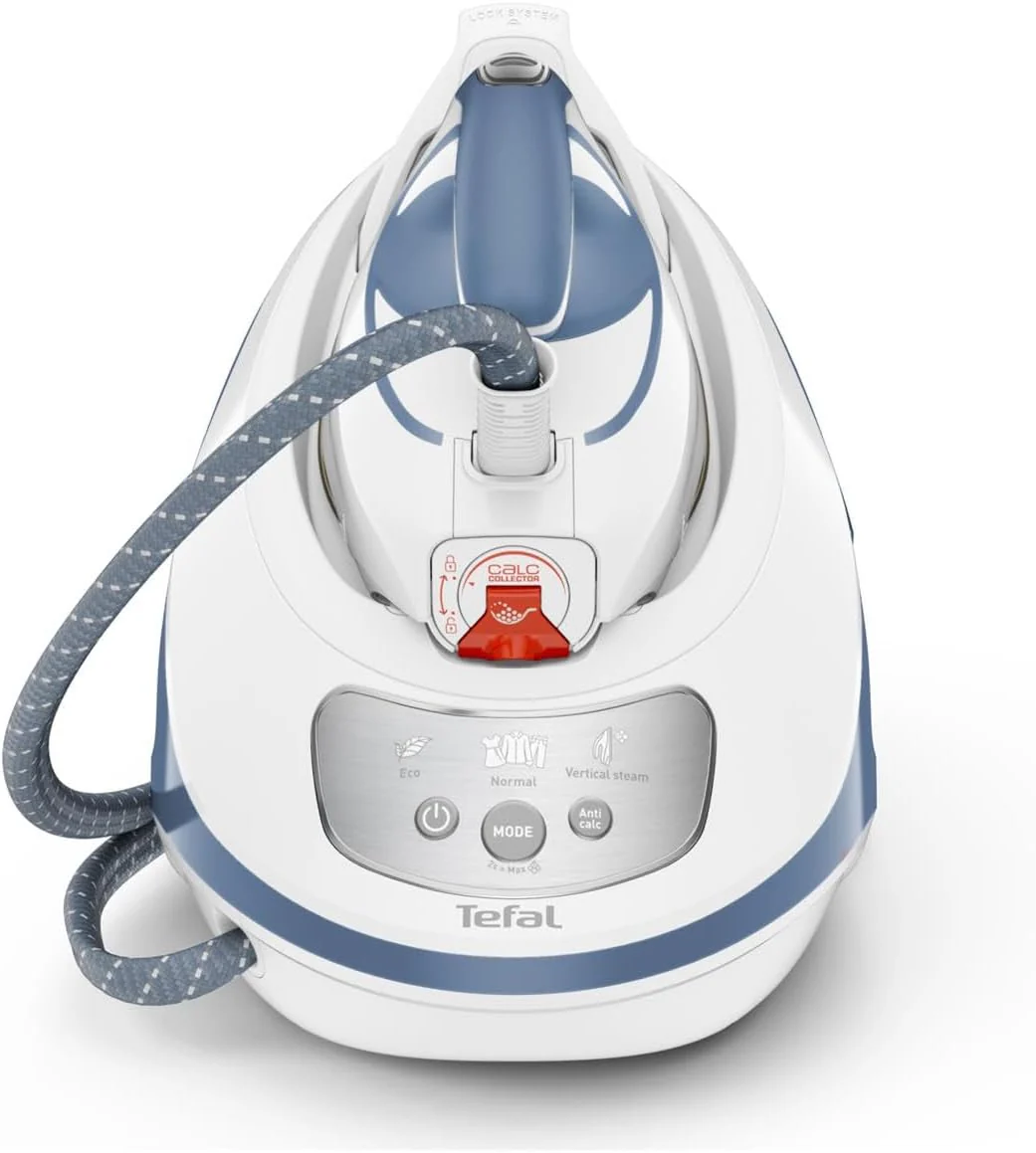 Tefal Dampfbügelstation Express Protect SV9202|7,5 bar|Dampfstoß:520 g/Min.|Dauerdampfmenge:130 g/Min.|Anti-Kalk-Kollektor|Durilium AirGlide Autoclean-Bügelsohle|2600w|1.8L|39.8x24.3x29.4cm|Weiß/Blau - Image 12