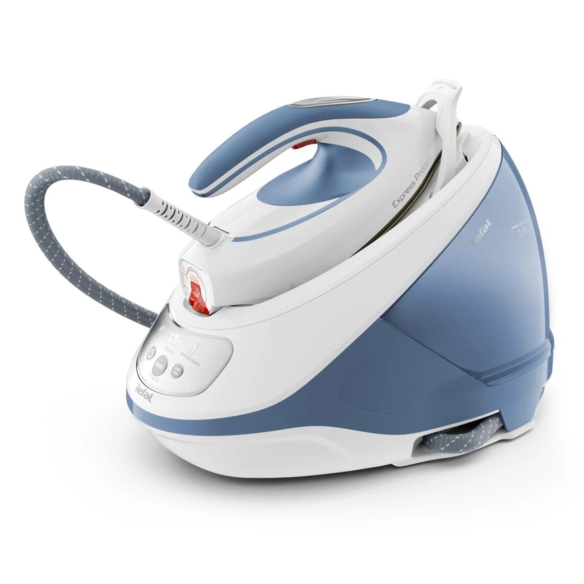 Tefal Dampfbügelstation Express Protect SV9202|7,5 bar|Dampfstoß:520 g/Min.|Dauerdampfmenge:130 g/Min.|Anti-Kalk-Kollektor|Durilium AirGlide Autoclean-Bügelsohle|2600w|1.8L|39.8x24.3x29.4cm|Weiß/Blau - Image 18