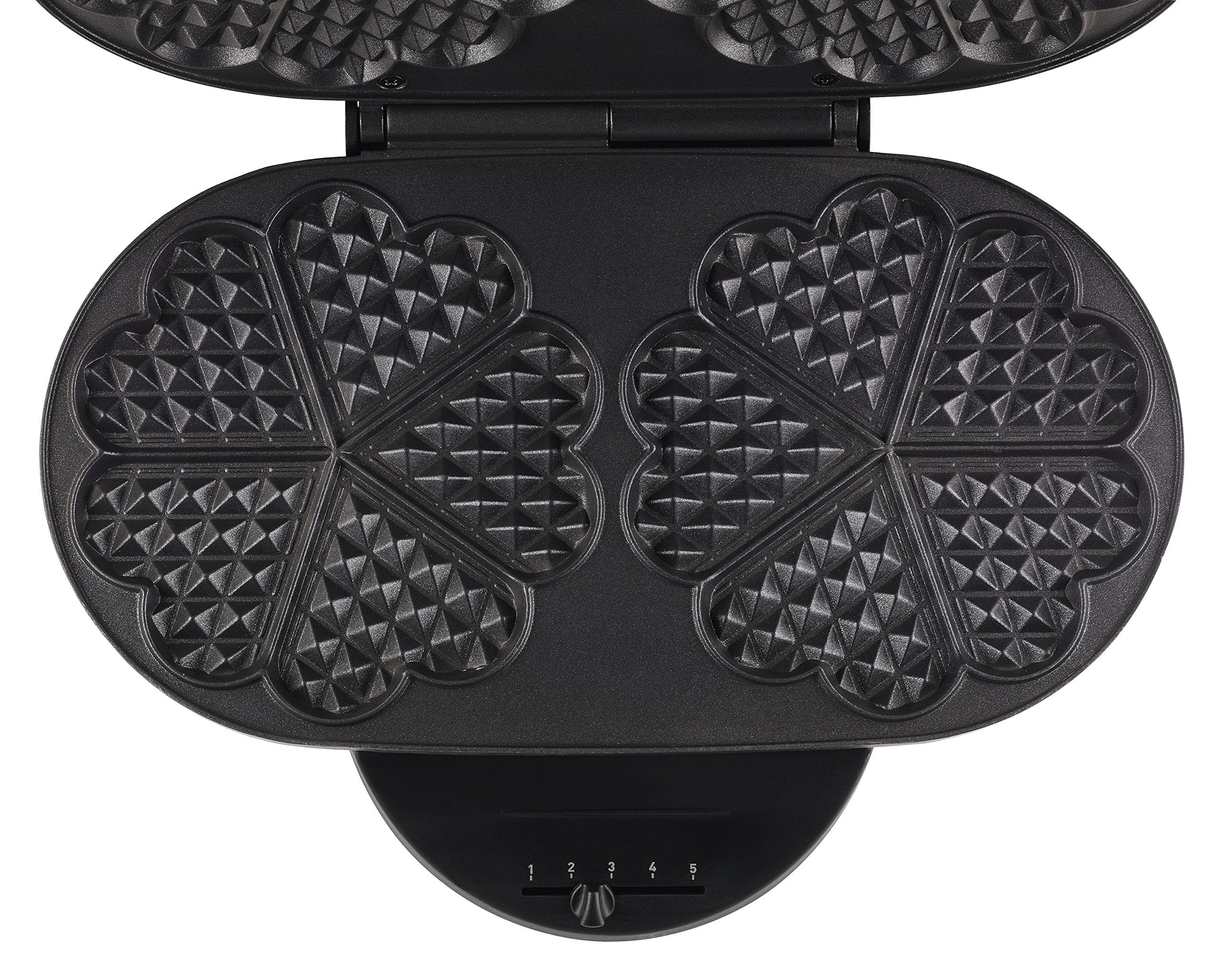 Tefal Doppel-Herzwaffeleisen WM311D, Stufenloser Temperaturregler für Bräunung nach Wunsch, Antihaftbeschichtete Platten, Teigauffang-Vorrichtung, 1200W, 37 x 11.4 x 28.5 cm - Image 4