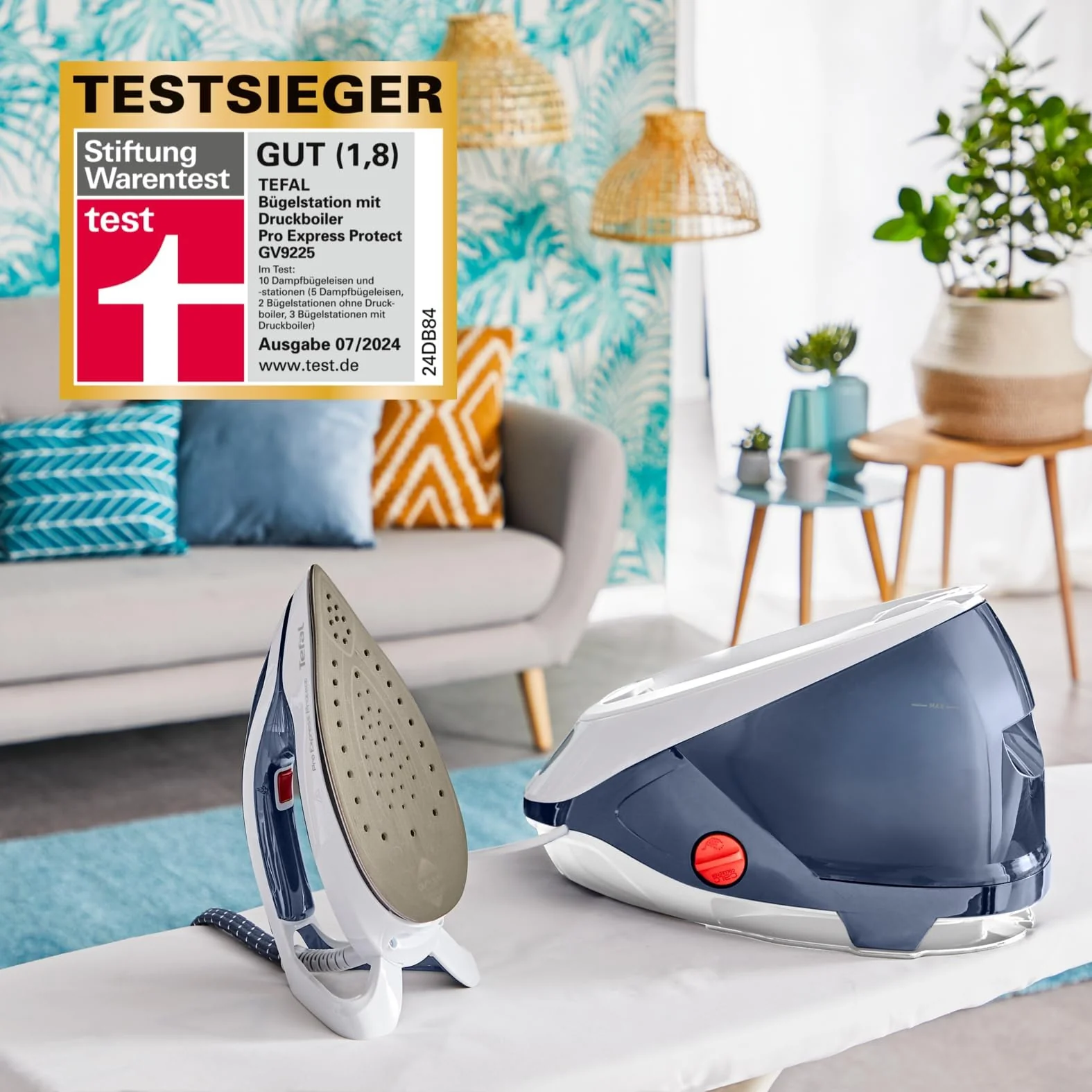 Tefal GV9225 Pro Express Protect Dampfbügelstation | 7,6 Bar Dampfdruck | variable Dampfmenge: 140 g/Min. | Dampfstoß: 550 g/Min. | Anti-Kalk-Kollektor | vertikale Dampffunktion | Blaugrau/Weiß - Image 2