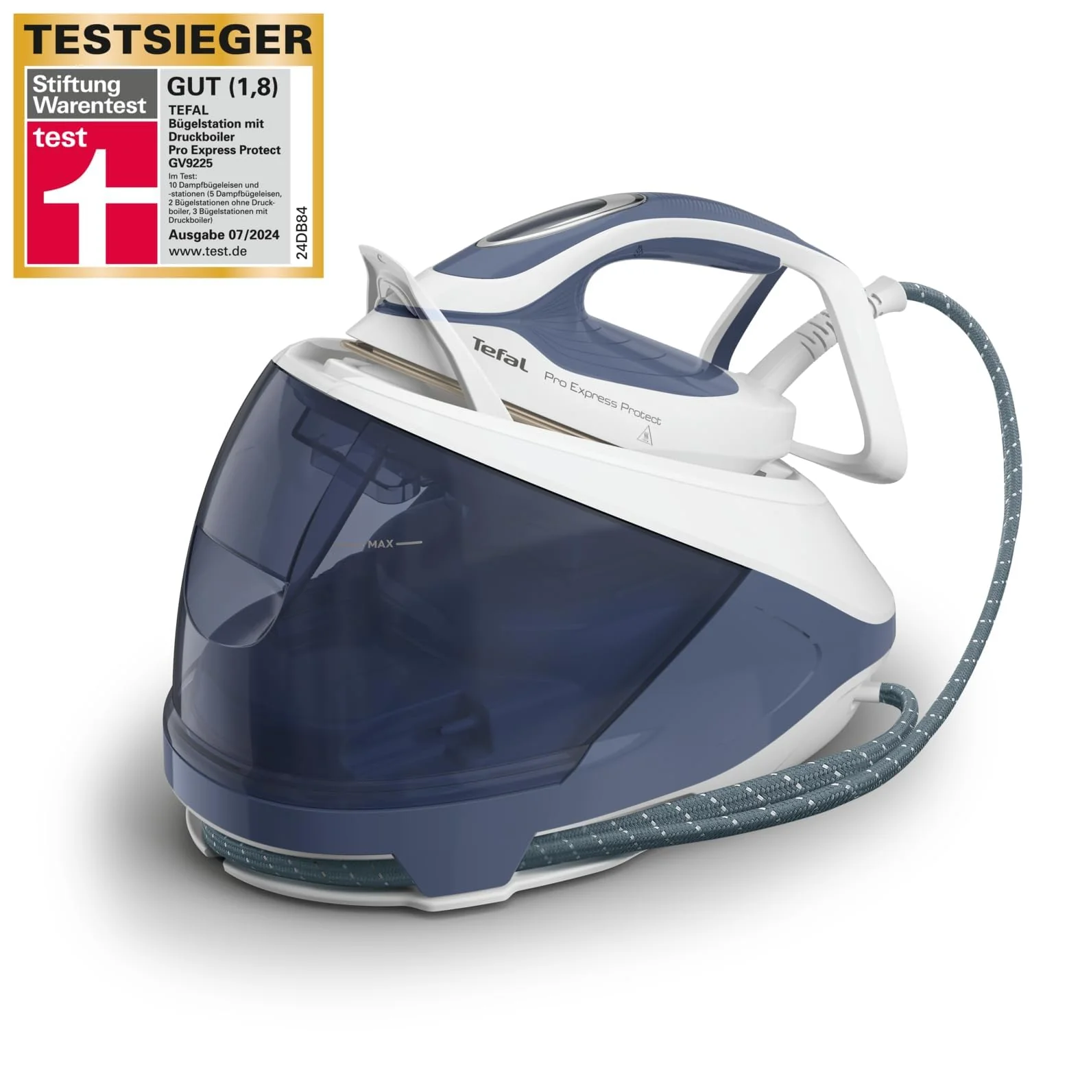 Tefal GV9225 Pro Express Protect Dampfbügelstation | 7,6 Bar Dampfdruck | variable Dampfmenge: 140 g/Min. | Dampfstoß: 550 g/Min. | Anti-Kalk-Kollektor | vertikale Dampffunktion | Blaugrau/Weiß - Image 8
