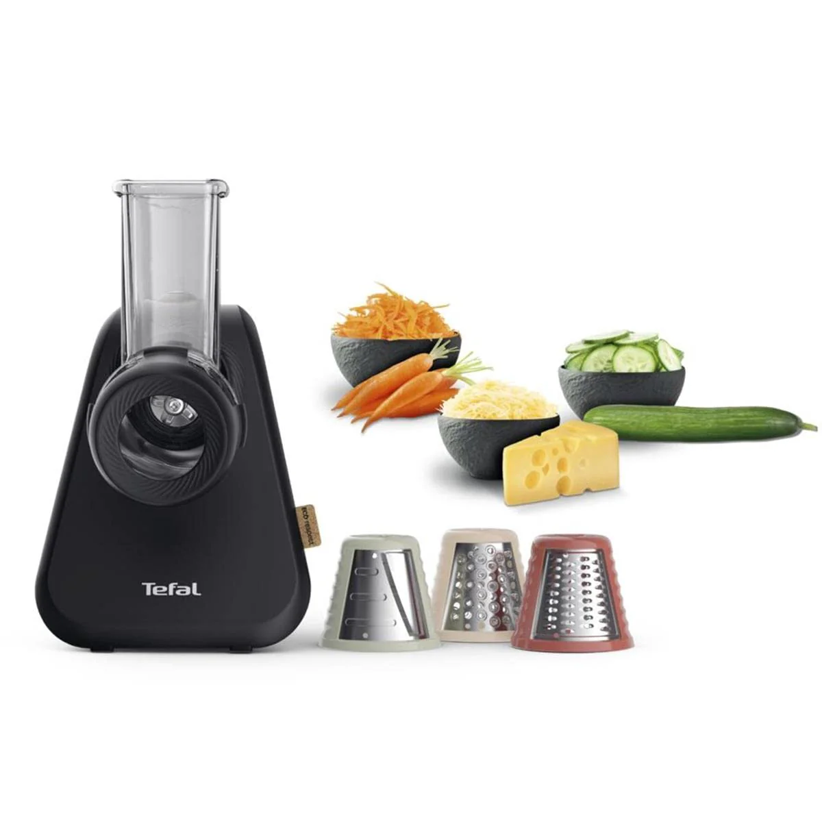 Tefal MB77EN Eco Respect Reibe, elektrische Reibe mit 200-W-Motor, 3 verschiedene Kegel-Aufsätze, Eco-Design, 9% recycelter Kunststoff, schwarz - Image 11