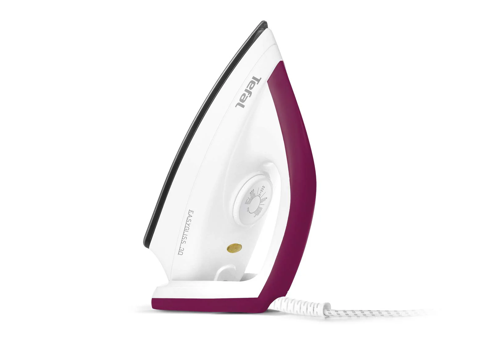 Tefal Trockenbügeleisen Easygliss, 1200W, Bügeleisen ohne Dampf, Durilium Bügelsohlen-Technologie, Thermostat, Bereitschaftsleuchte, extralanges Netzkabel, weiß/dunkelrot, FS4030 - Image 3