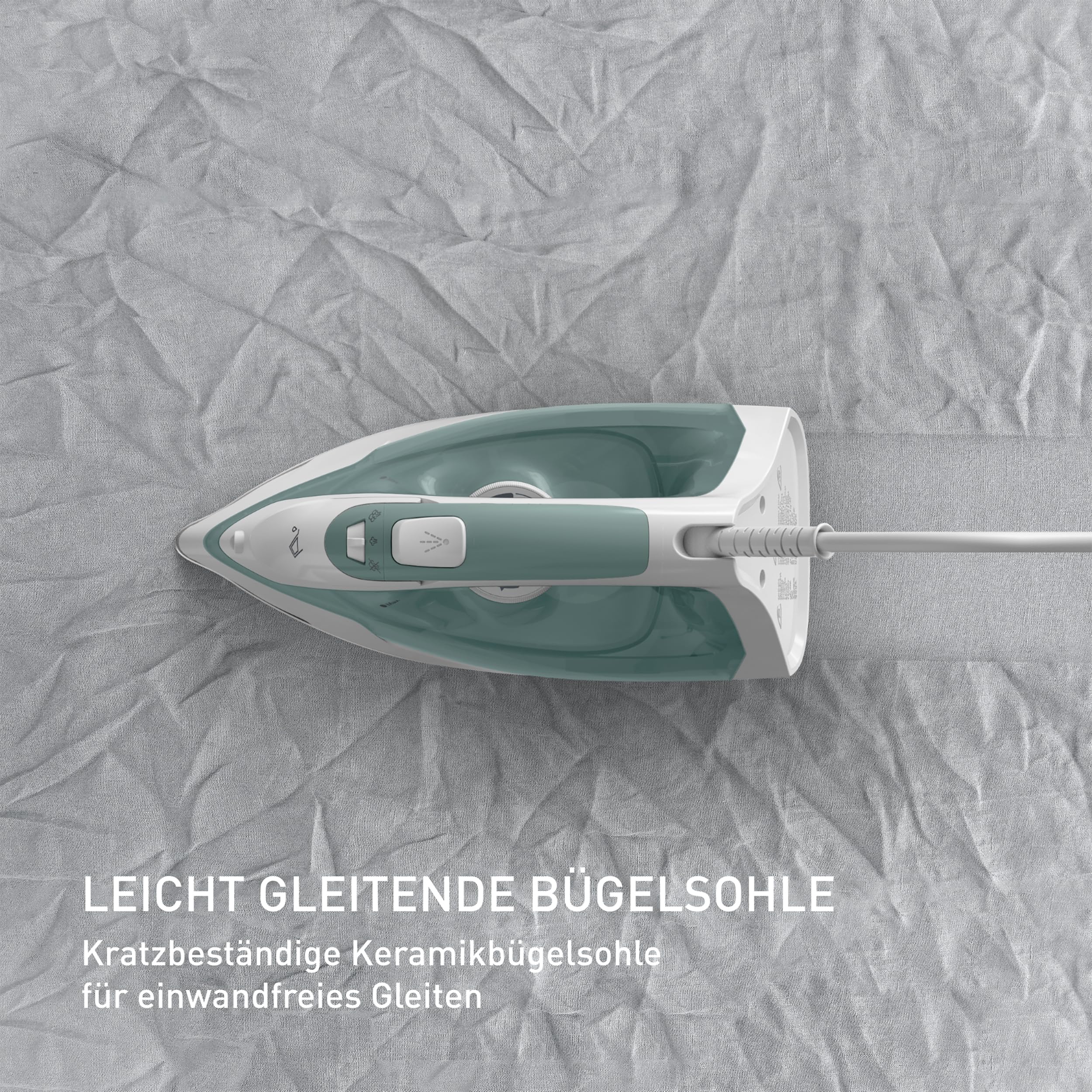Tefal Virtuo 30 Dampfbügeleisen, 2000 W, 27 g/Min. Dampfabgabe, 120 g/Min. Dampfstoß, 30 Sek. Aufheizzeit, Vertikaldampf, Tropfstopp, Präzisionsbügelspitze, Eukalyptus, FV2C42E0 - Image 11
