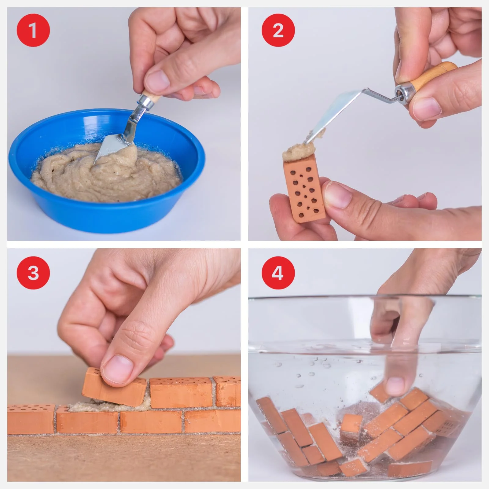 Teifoc 902 - Fertigmörtel 1000 g, wasserlöslicher Mörtel zum Basteln, Bauen für Mädchen und Jungen mit Zement, Montessori Spielzeug, DIY Modellbau für Kinder, Beton zum Mauern mit Mini Ziegelsteinen - Image 2