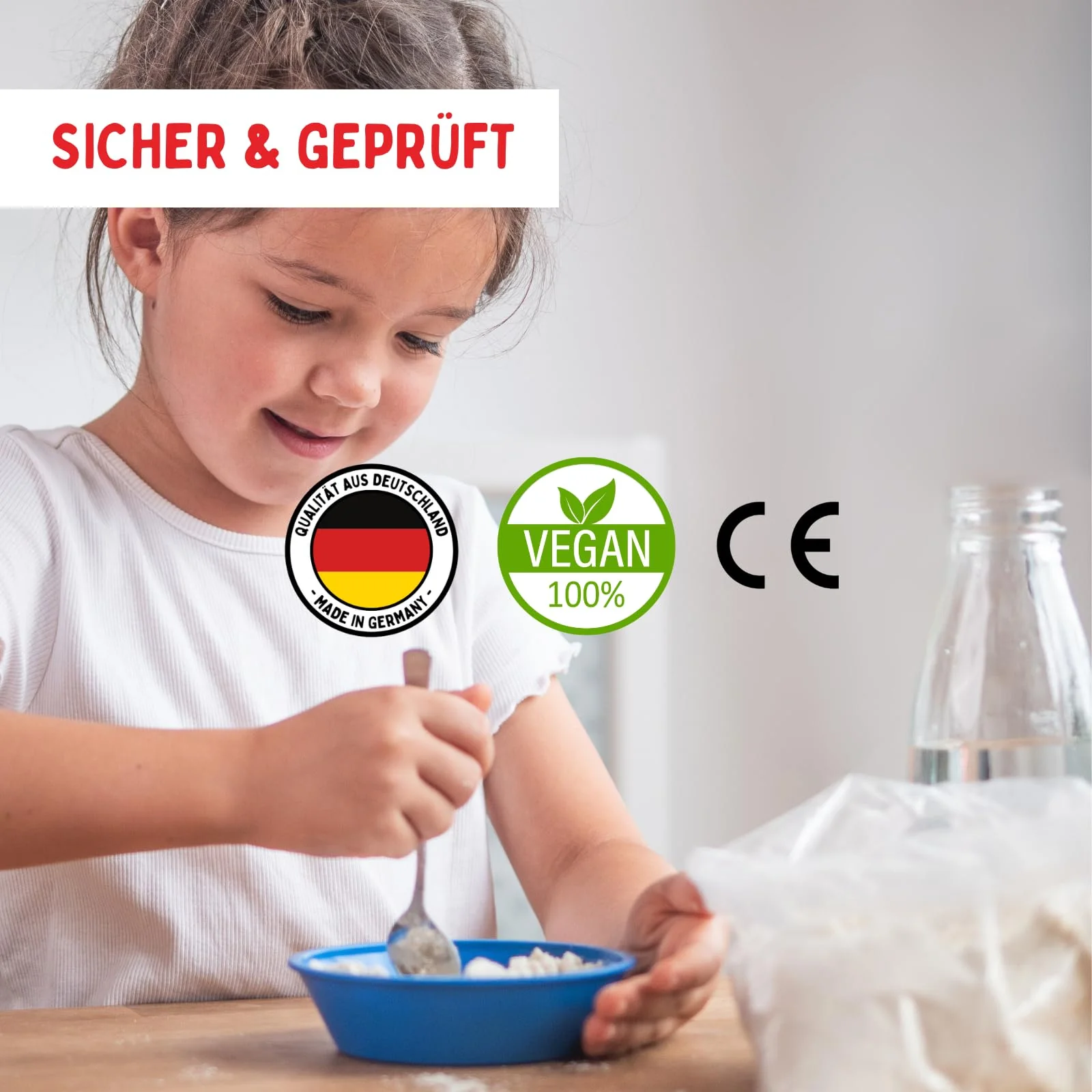 Teifoc 902 - Fertigmörtel 1000 g, wasserlöslicher Mörtel zum Basteln, Bauen für Mädchen und Jungen mit Zement, Montessori Spielzeug, DIY Modellbau für Kinder, Beton zum Mauern mit Mini Ziegelsteinen - Image 5