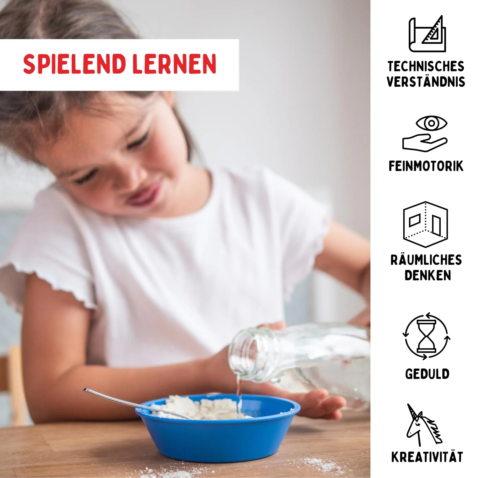 Teifoc 902 - Fertigmörtel 1000 g, wasserlöslicher Mörtel zum Basteln, Bauen für Mädchen und Jungen mit Zement, Montessori Spielzeug, DIY Modellbau für Kinder, Beton zum Mauern mit Mini Ziegelsteinen - Image 6