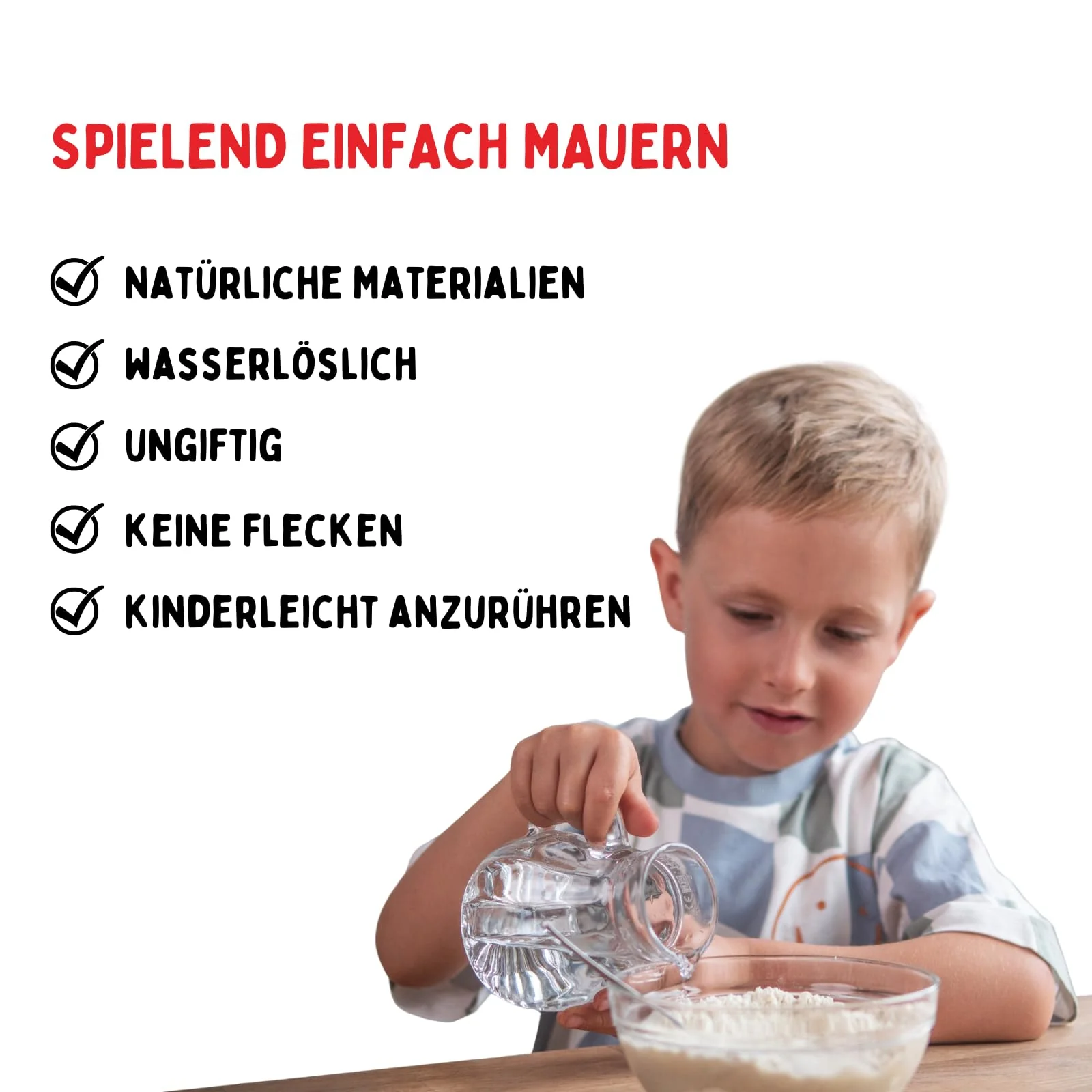 Teifoc 902 - Fertigmörtel 1000 g, wasserlöslicher Mörtel zum Basteln, Bauen für Mädchen und Jungen mit Zement, Montessori Spielzeug, DIY Modellbau für Kinder, Beton zum Mauern mit Mini Ziegelsteinen - Image 9