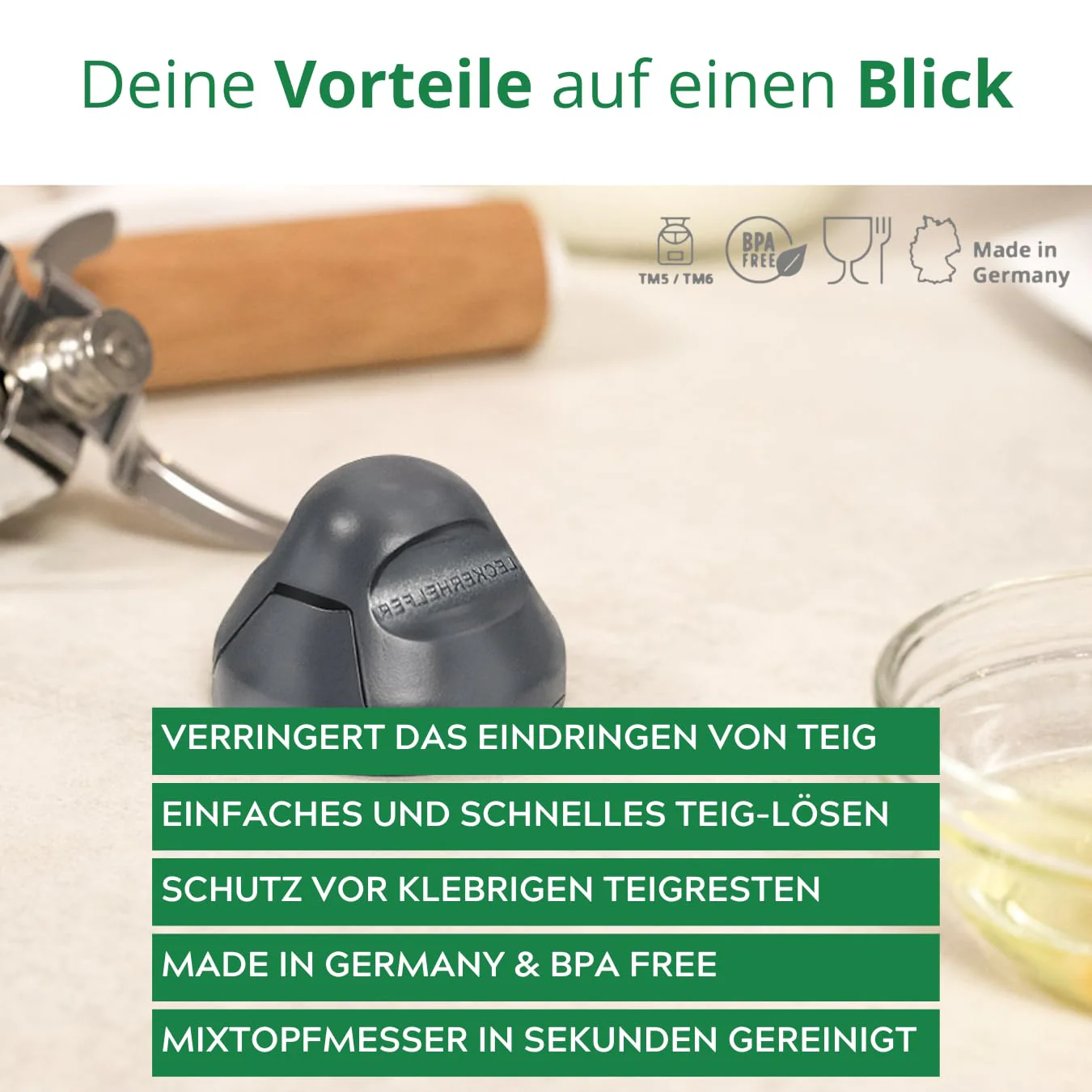 TeigPRO – passend für den Thermomix TM6, TM5, Teig Pro Messer Dreckschutz, schützt das Thermomix Messer, verringert das Eindringen von Teigresten&Schmutz. Blitzschnelles reinigen des Thermomix Messers - Image 7