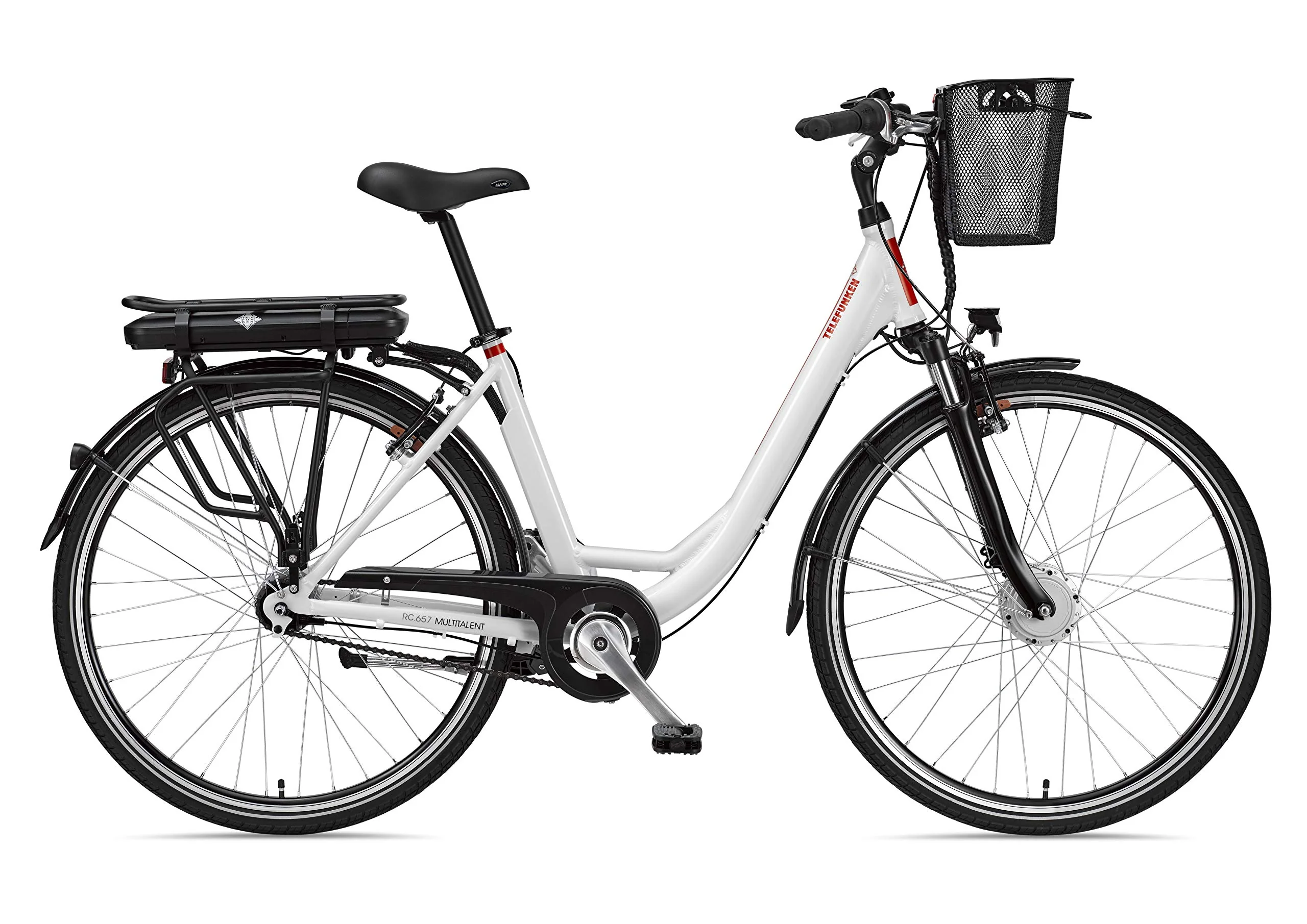 TELEFUNKEN E-Bike 28 Zoll Elektrofahrrad Alu mit 7-Gang Shimano Nabenschaltung, Pedelec Citybike mit Fahrradkorb, 250W und 13Ah, 36V Lithium-Ionen-Akku Multitalent weiß + ‎Sekura Fahrradschloss - Image 8