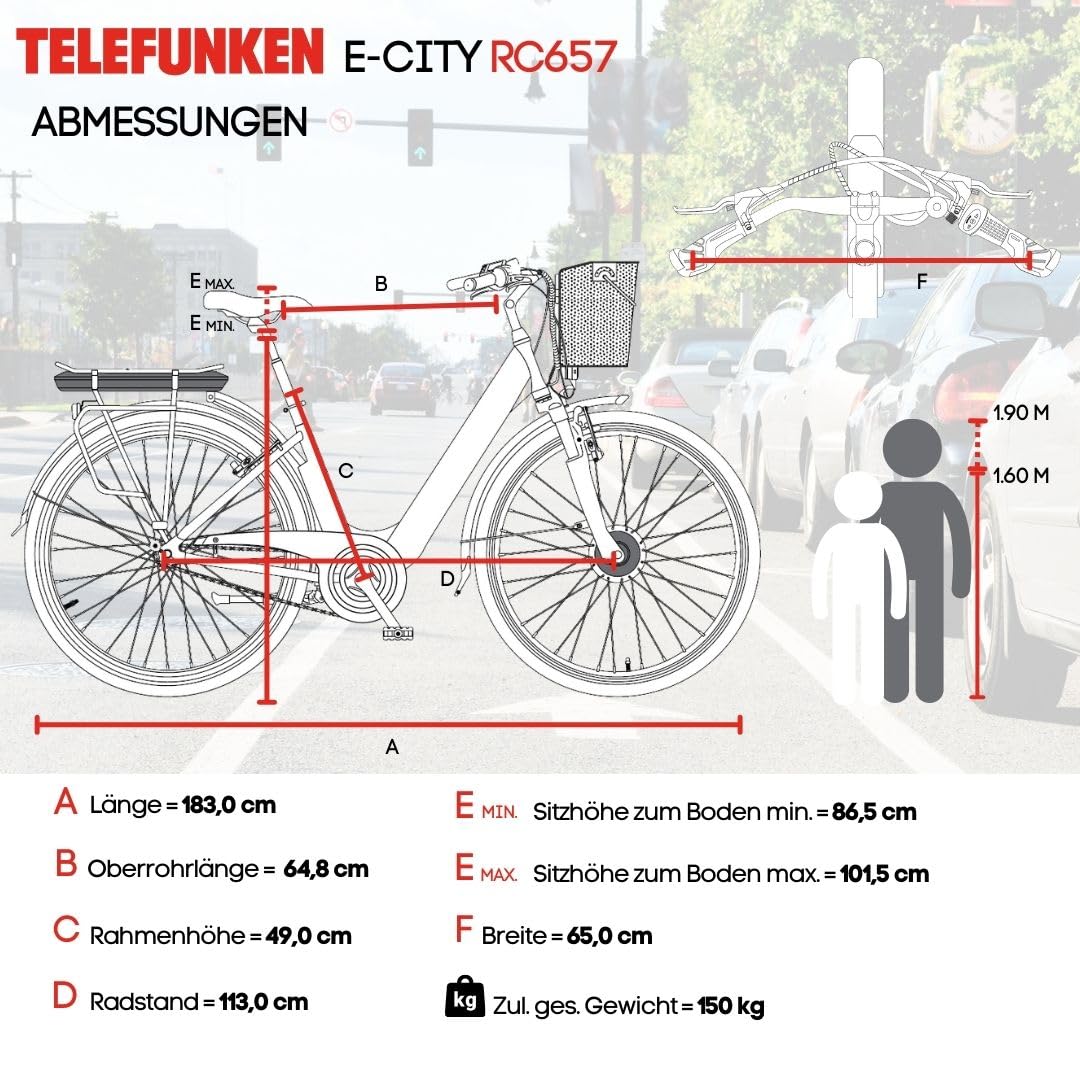 TELEFUNKEN E-Bike 28 Zoll Fahrrad für Damen & Herren | Pedelec Citybike mit 7-Gang Nabenschaltung | Rücktritt | EBike inkl Panzerkabelschloss | Elektrofahrrad 250 W Frontmotor | 536 Wh Li-Ion Akku - Image 2