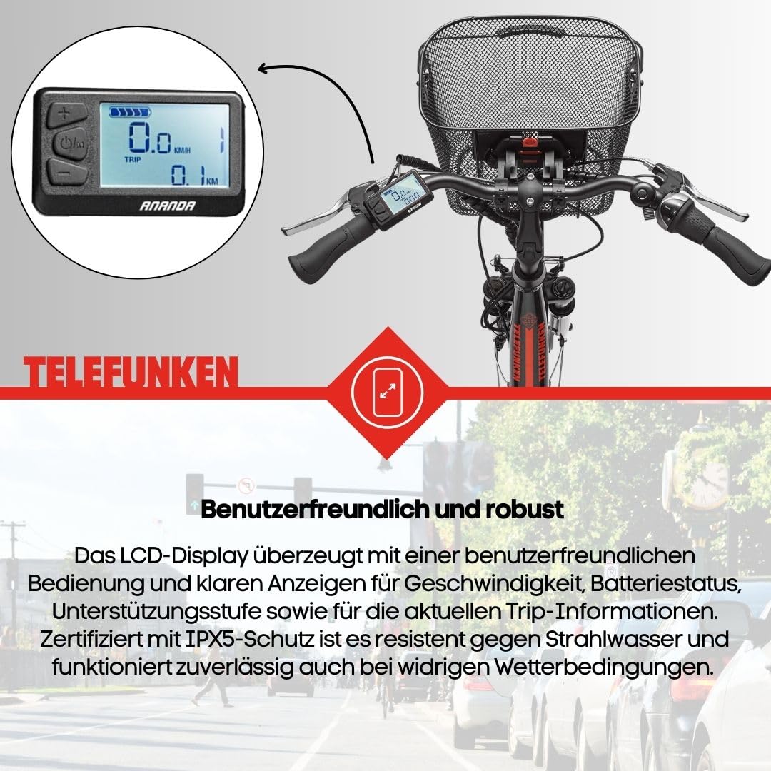 TELEFUNKEN E-Bike 28 Zoll Fahrrad für Damen & Herren | Pedelec Citybike mit 7-Gang Nabenschaltung | Rücktritt | EBike inkl Panzerkabelschloss | Elektrofahrrad 250 W Frontmotor | 536 Wh Li-Ion Akku - Image 3