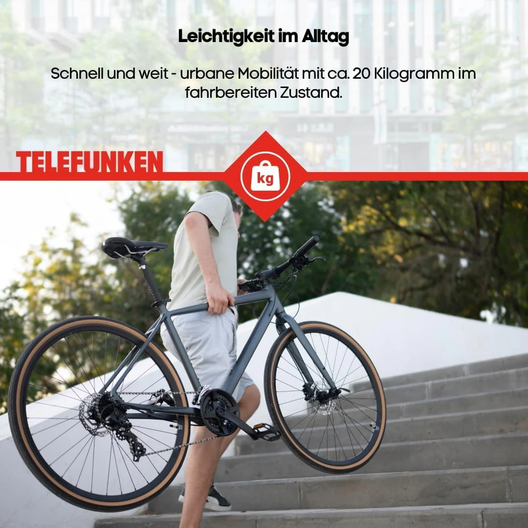 TELEFUNKEN E-Bike 28 Zoll Fahrrad für Damen & Herren | Pedelec Urban Citybike 7-Gang Kettenschaltung | Hydr. Scheibenbremsen | inkl. Panzerschloss | Elektrofahrrad 250 W Heckmotor | 417 Wh Li-Ion-Akku - Image 2