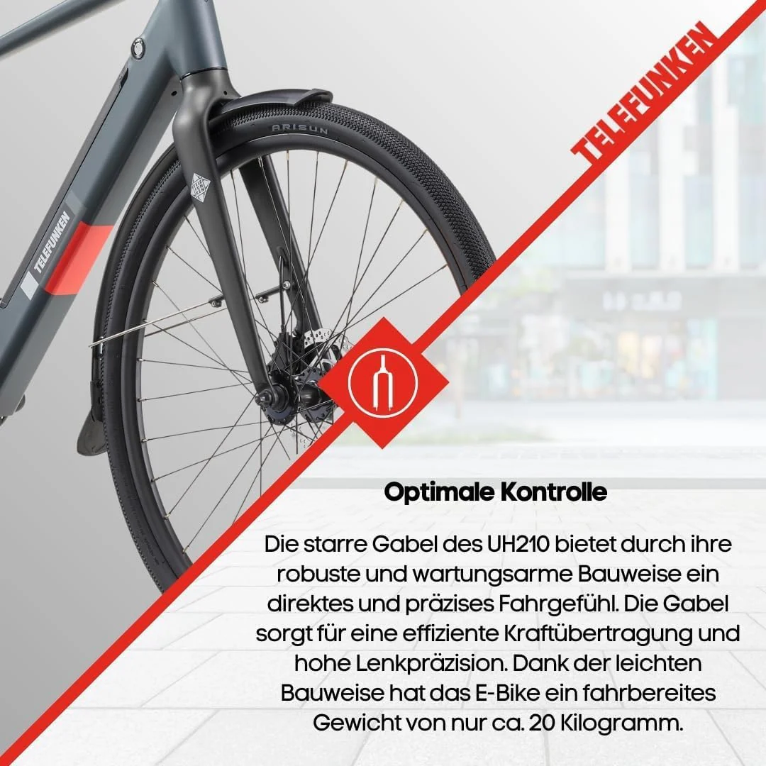 TELEFUNKEN E-Bike 28 Zoll Fahrrad für Damen & Herren | Pedelec Urban Citybike 7-Gang Kettenschaltung | Hydr. Scheibenbremsen | inkl. Panzerschloss | Elektrofahrrad 250 W Heckmotor | 417 Wh Li-Ion-Akku - Image 3