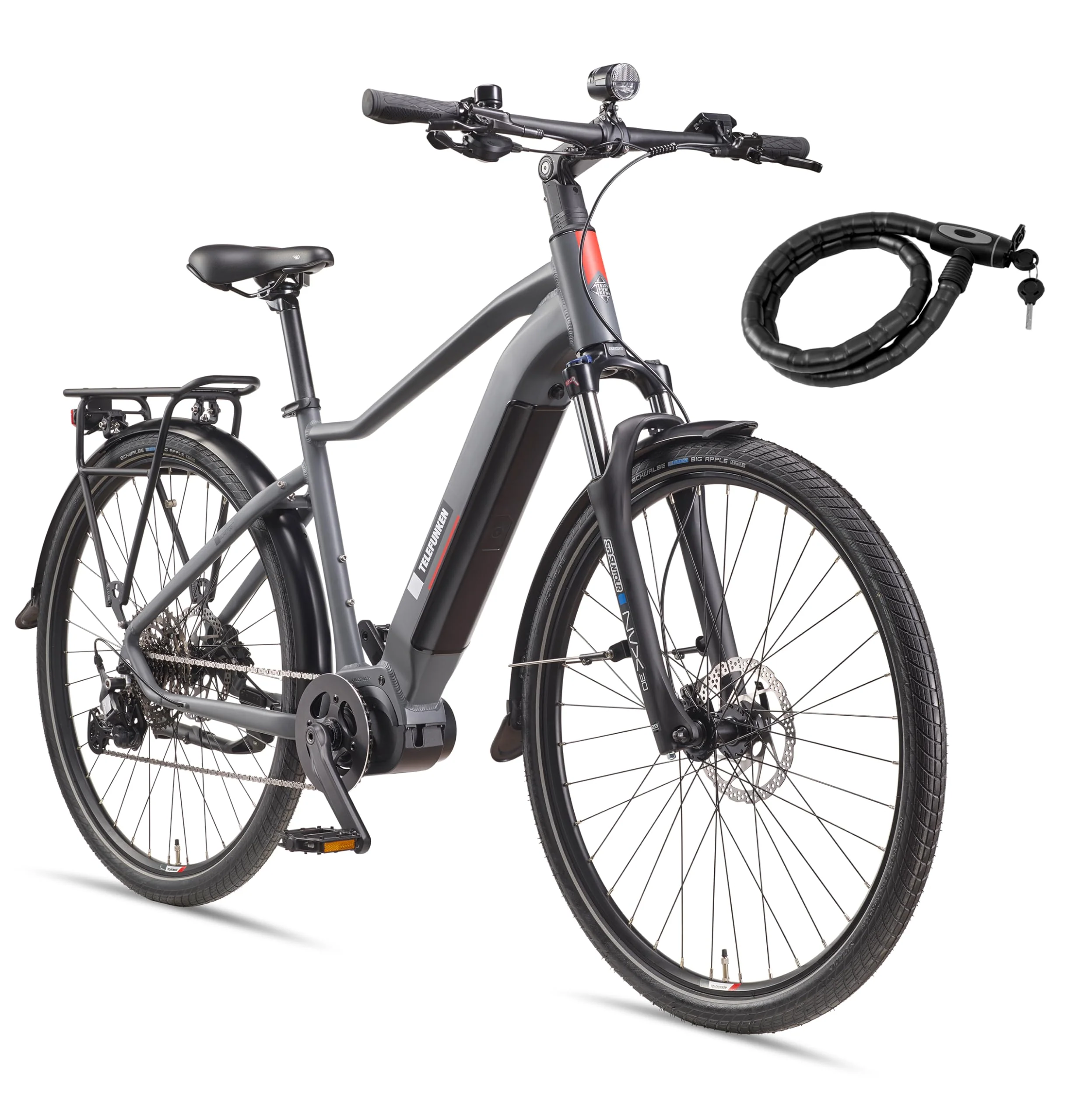 TELEFUNKEN E-Bike 29 Zoll Fahrrad für Damen & Herren | Pedelec SUV 10-Gang Kettenschaltung | Hydr. Scheibenbremsen | inkl. Panzerkabelschloss | Elektrofahrrad 250 W Mittelmotor |720 Wh Li-Ion-Akku