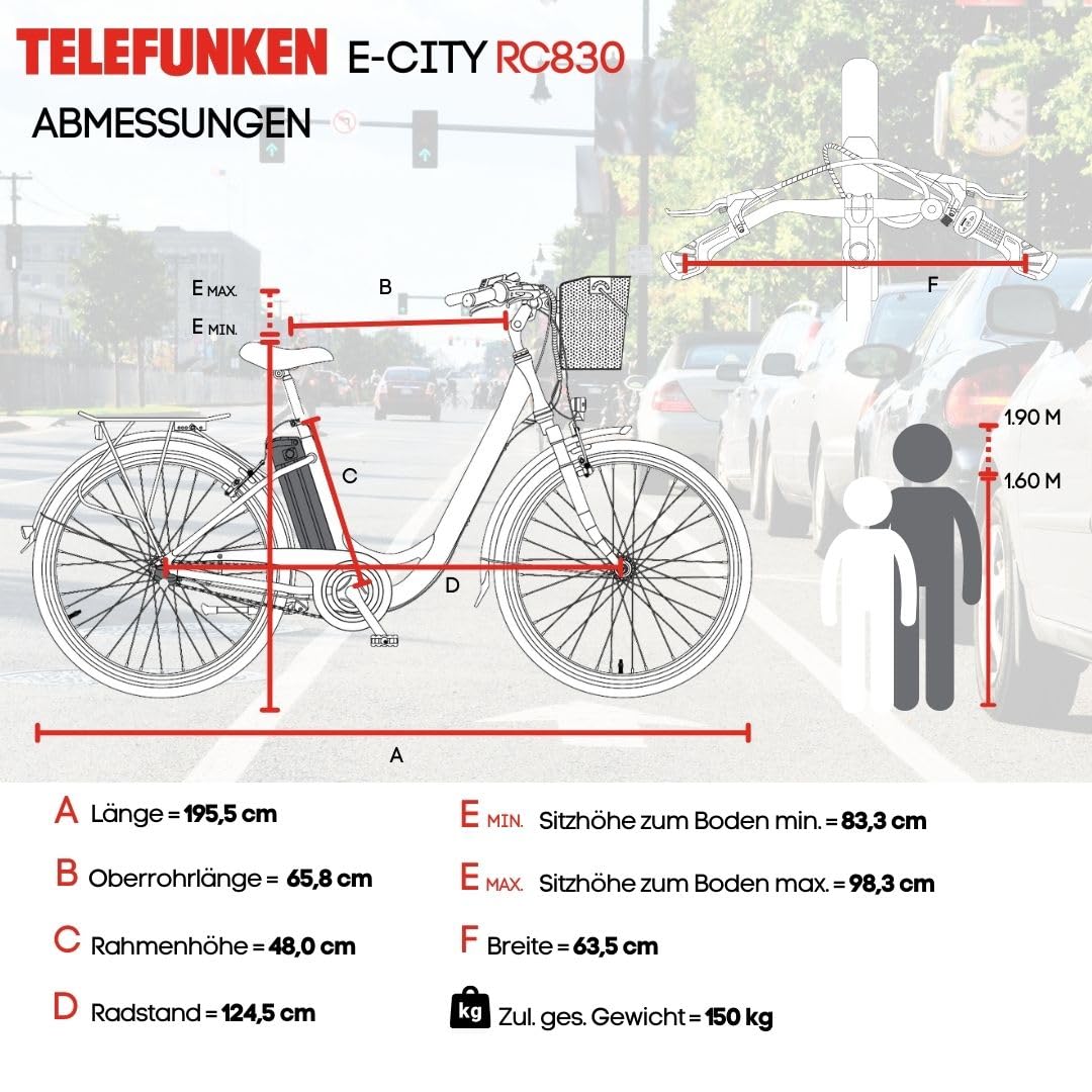 TELEFUNKEN E-Bike Damen 28 Zoll Elektrofahrrad - 3-Gang Nabenschaltung mit Rücktritt, Pedelec Citybike Alu mit Fahrradkorb, Frontmotor 250W /10,4Ah / 36V Sitzrohrakku, RC830 Multitalent - Image 2