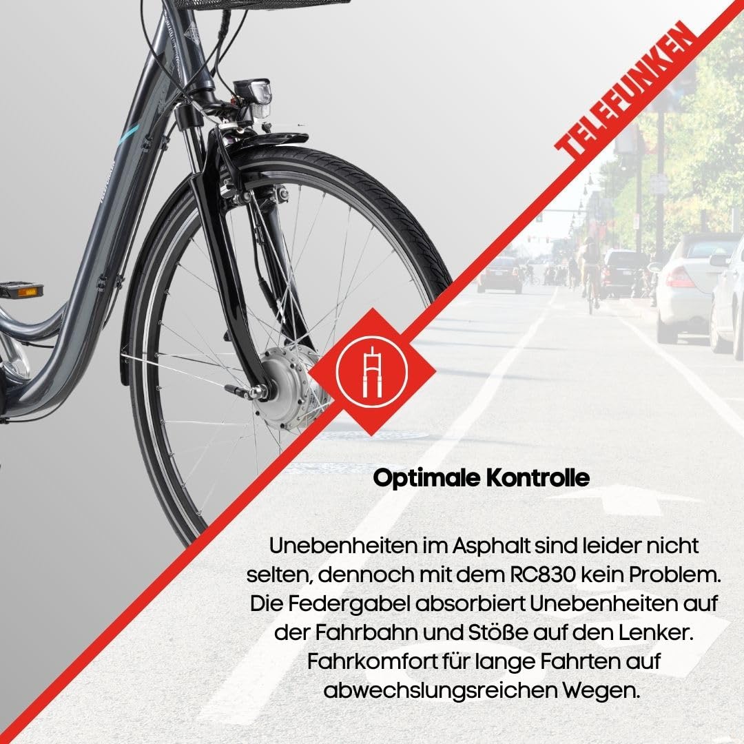 TELEFUNKEN E-Bike Damen 28 Zoll Elektrofahrrad - 3-Gang Nabenschaltung mit Rücktritt, Pedelec Citybike Alu mit Fahrradkorb, Frontmotor 250W /10,4Ah / 36V Sitzrohrakku, RC830 Multitalent - Image 4