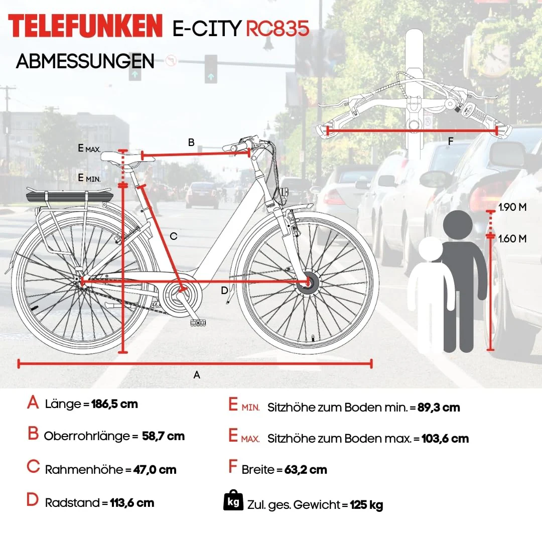 TELEFUNKEN E-Bike Damen 28 Zoll, Elektrofahrrad Frontmotor, 3-Gang Nabenschaltung, V-Bremsen - Pedelec Citybike - Image 2