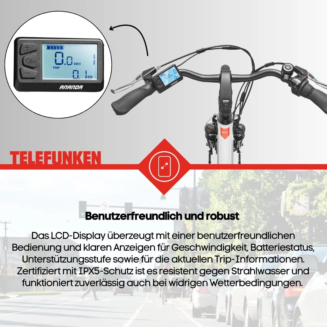 TELEFUNKEN E-Bike Damen 28 Zoll, Elektrofahrrad Frontmotor, 3-Gang Nabenschaltung, V-Bremsen - Pedelec Citybike - Image 3