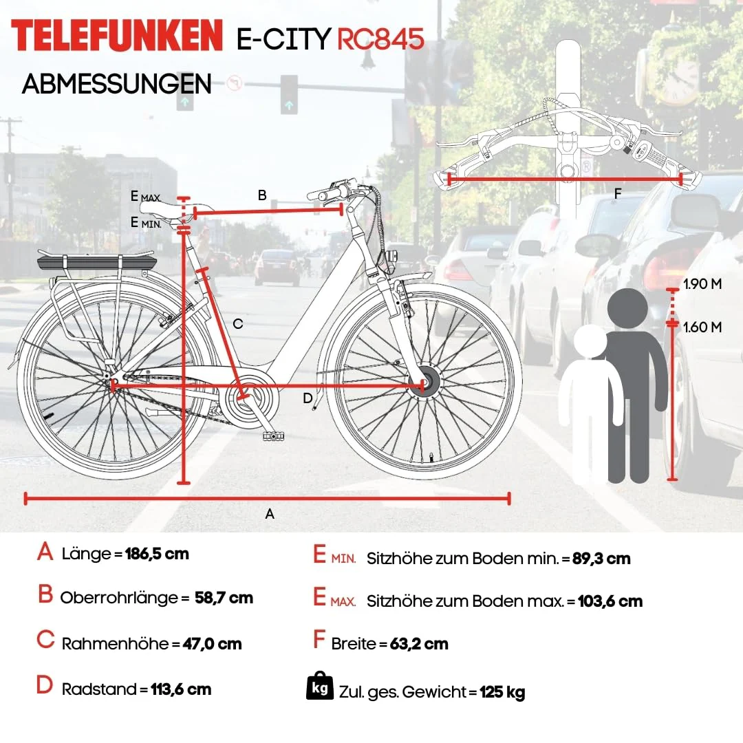 TELEFUNKEN E-Bike Damen 28 Zoll, Elektrofahrrad Frontmotor, 7-Gang Nabenschaltung, V-Bremsen, Pedelec Citybike inkl. Fahrradschloss, RC845 Multitalent - Image 2