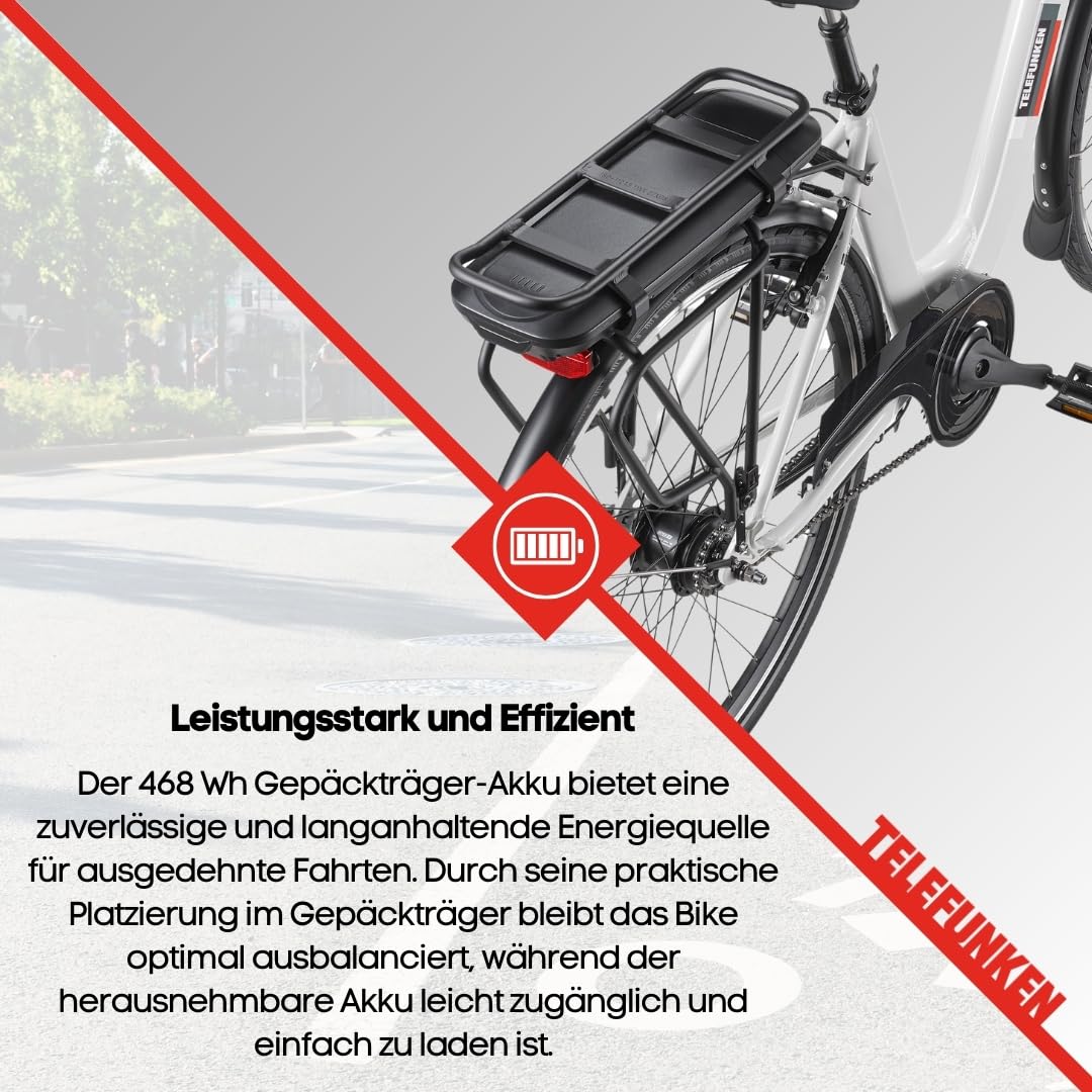 TELEFUNKEN E-Bike Damen 28 Zoll, Elektrofahrrad Frontmotor, 7-Gang Nabenschaltung, V-Bremsen, Pedelec Citybike inkl. Fahrradschloss, RC845 Multitalent - Image 3