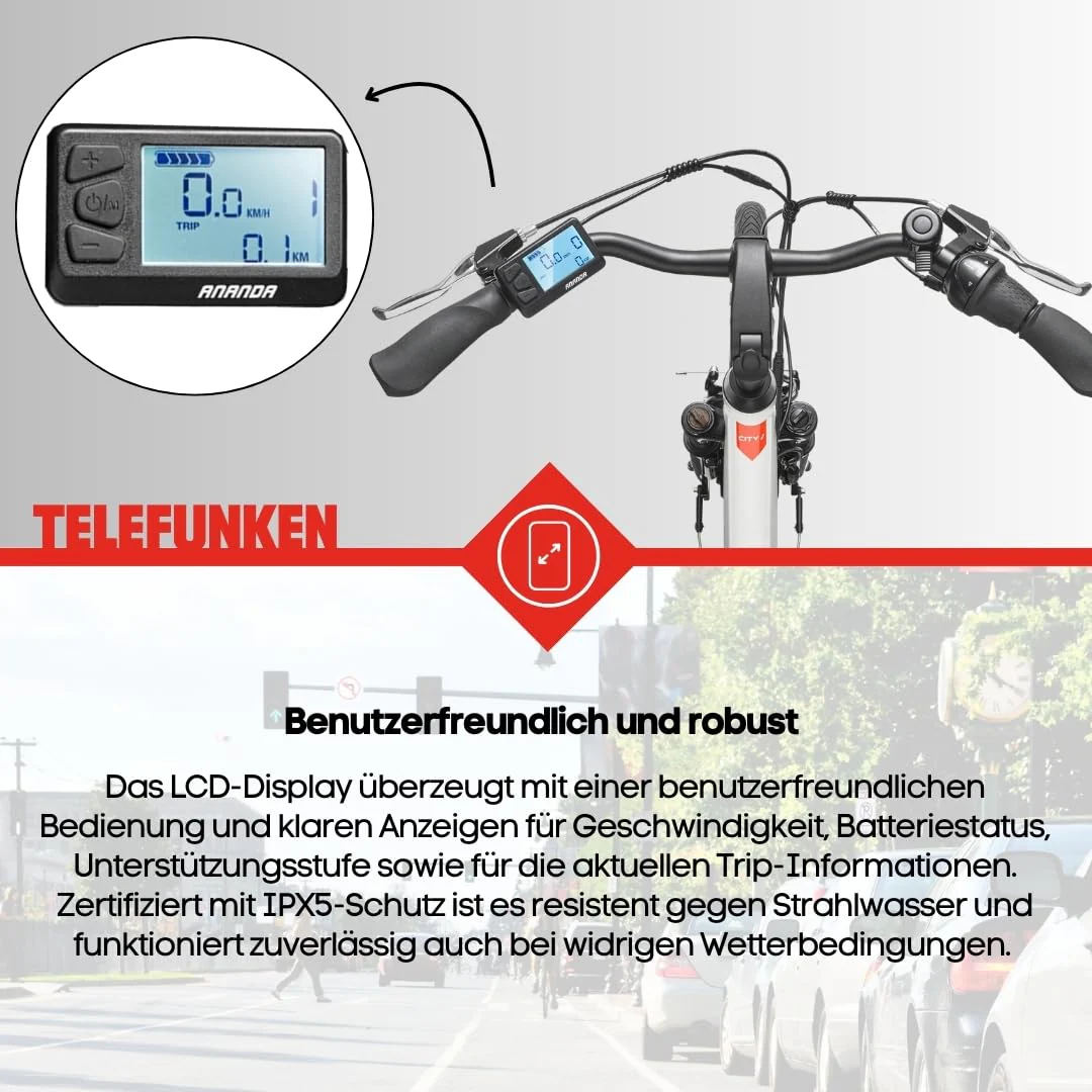 TELEFUNKEN E-Bike Damen 28 Zoll, Elektrofahrrad Frontmotor, 7-Gang Nabenschaltung, V-Bremsen, Pedelec Citybike inkl. Fahrradschloss, RC845 Multitalent - Image 4