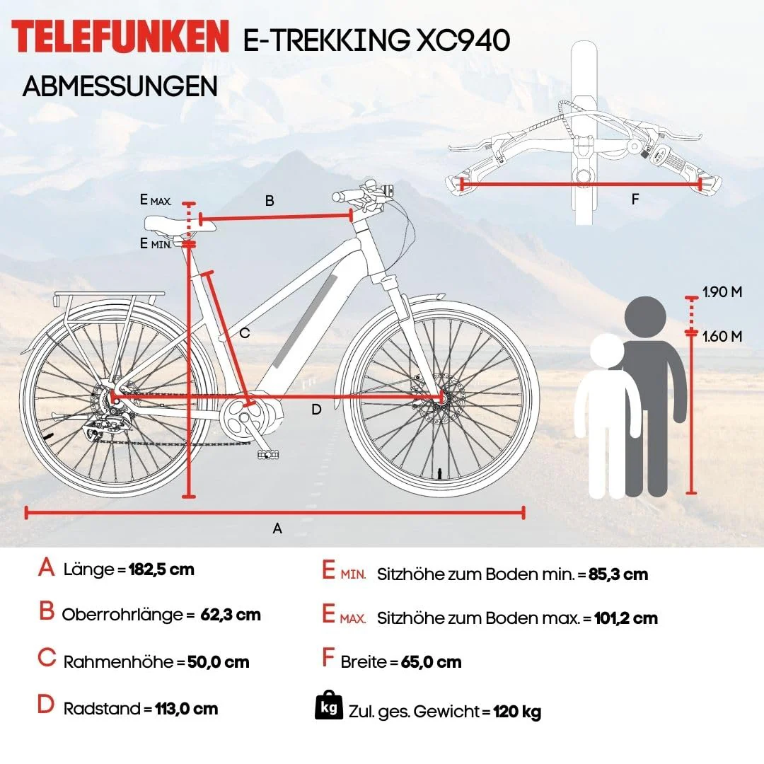 TELEFUNKEN E-Bike Damen Elektrofahrrad Alu 28 Zoll mit 24-Gang Shimano Acera Kettenschaltung, Pedelec Trekkingrad mit Hinterrad-Motor 250W 11,6 Ah, 36V Akku, XC940 Expedition - Image 2