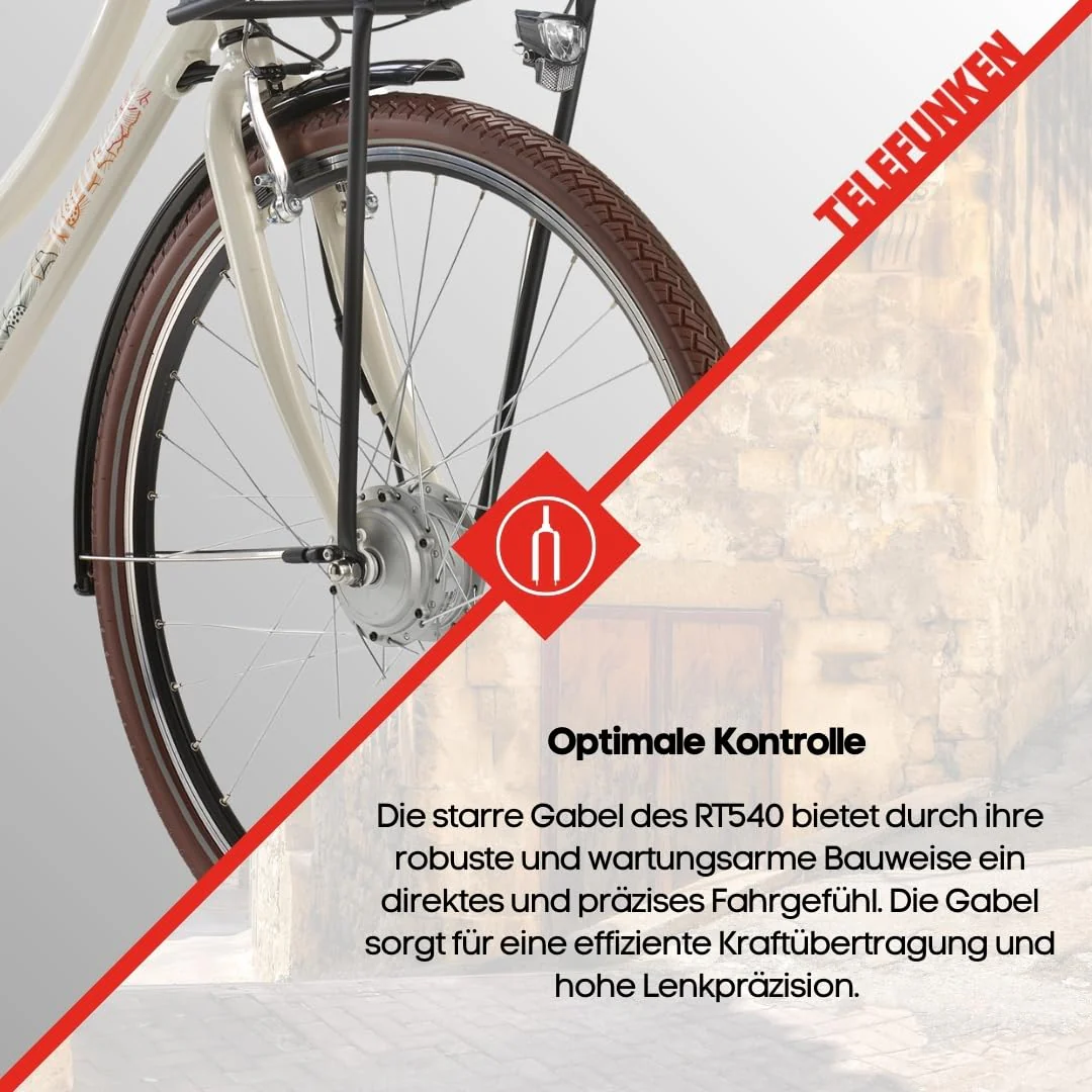 TELEFUNKEN E-Bike Elektrofahrrad 28 Zoll mit 7-Gang Nabenschaltung, Retro Pedelec Citybike mit Gepäckträger und Fahrradschloss, Frontmotor 250 W und 13 Ah, 36V Li-Ion Akku, RT540 Multitalent - Image 3
