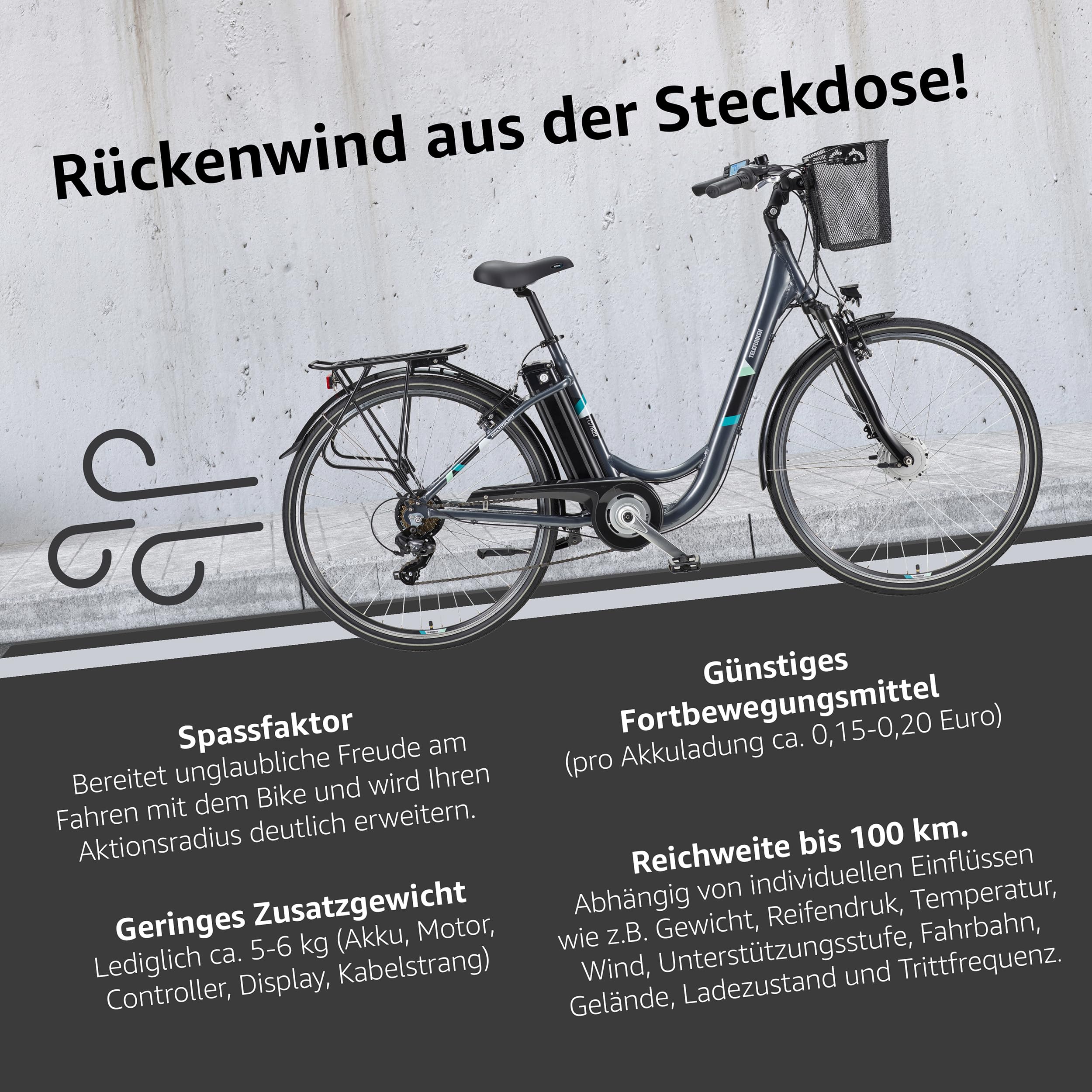 TELEFUNKEN E-Bike Elektrofahrrad Alu 28 Zoll mit 7-Gang Kettenschaltung, Pedelec Citybike leicht mit Fahrradkorb und Fahrradschloss, 250W und 10,4Ah, 36V Sitzrohrakku - Image 3