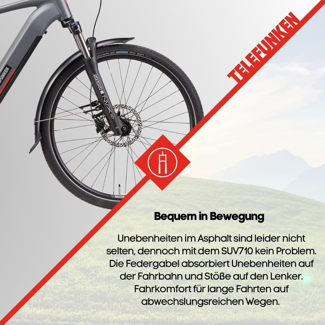 TELEFUNKEN E-Bike Herren 27,5 Zoll, Elektrofahrrad Mittelmotor, 9-Gang Kettenschaltung, Hydr. Scheibenbremsen, Pedelec SUV-Bike inkl. Fahrradschloss - Image 4