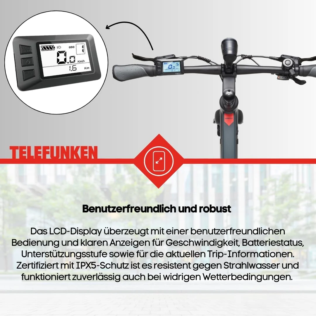 TELEFUNKEN E-Bike Herren 28 Zoll, Elektrofahrrad Hinterradmotor, 7-Gang Kettenschaltung, Hydr. Scheibenbremsen - Pedelec Urban-Bike, UH210 - Image 4
