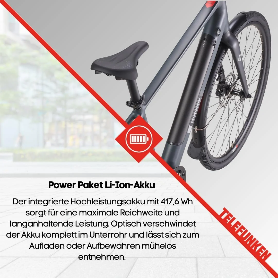 TELEFUNKEN E-Bike Herren 28 Zoll, Elektrofahrrad Hinterradmotor, 7-Gang Kettenschaltung, Hydr. Scheibenbremsen - Pedelec Urban-Bike, UH210 - Image 7