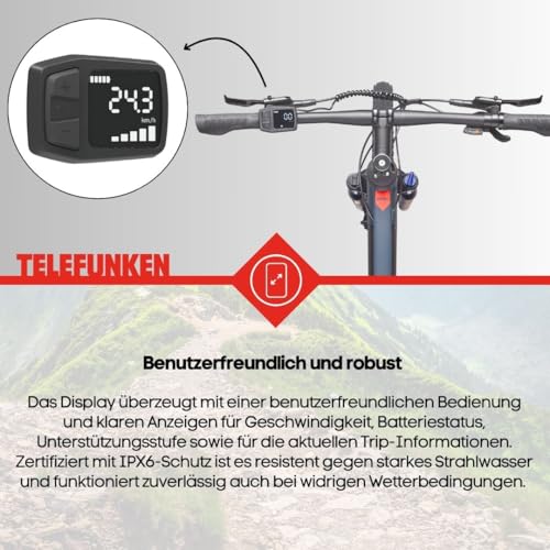 TELEFUNKEN E-Bike Mountainbike Elektrofahrrad Alu, 8 Gang Kettenschaltung - Pedelec MTB 27,5 Zoll, Hinterradmotor, 250W, Hydr. Scheibenbremsen, Grau, Aufsteiger M936 - Image 3