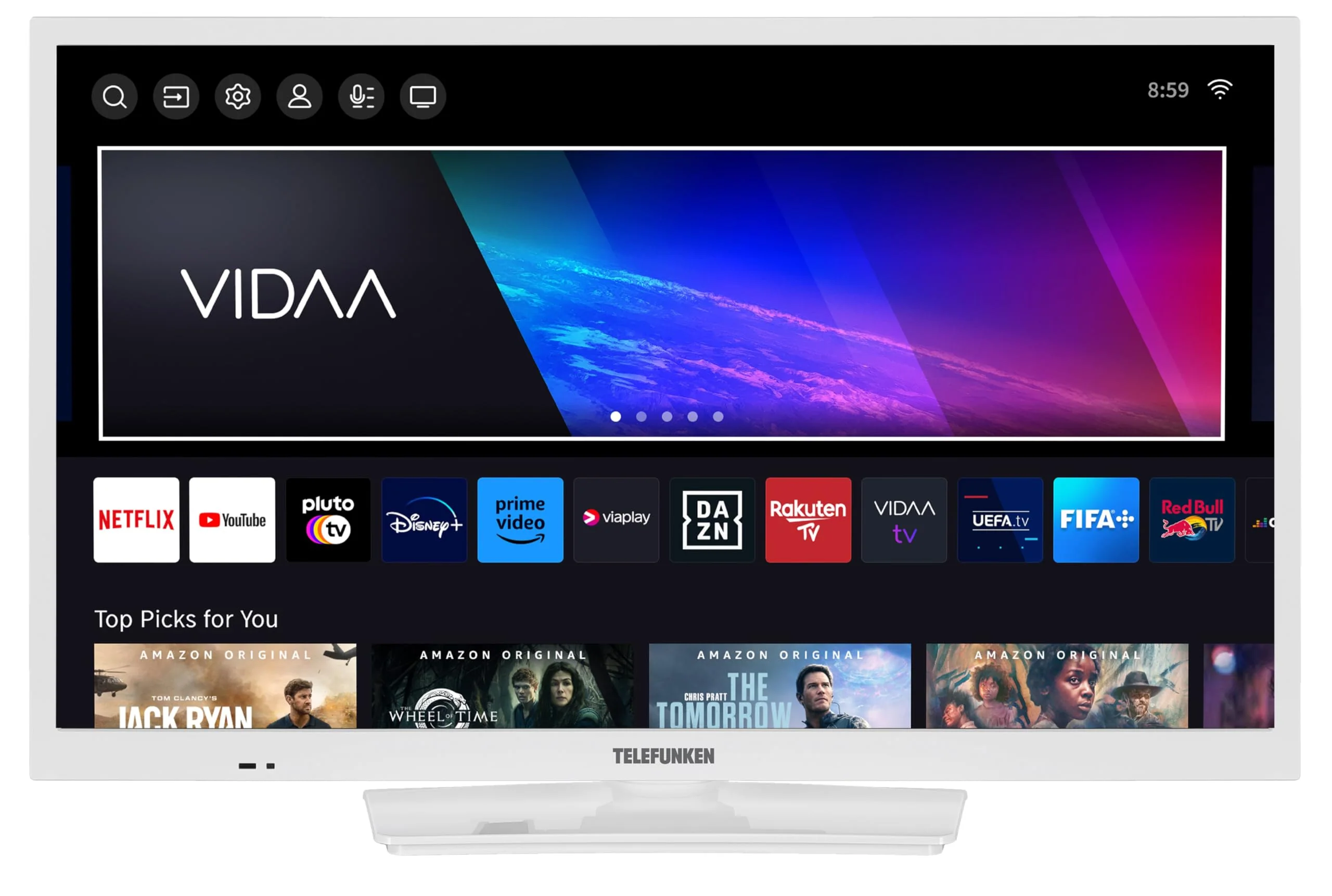 Telefunken Fernseher 24 Zoll Smart TV VIDAA XH24VP550M-W HD Fernseher, HDR TV mit integriertem Triple-Tuner, LED TV weiß - Image 4