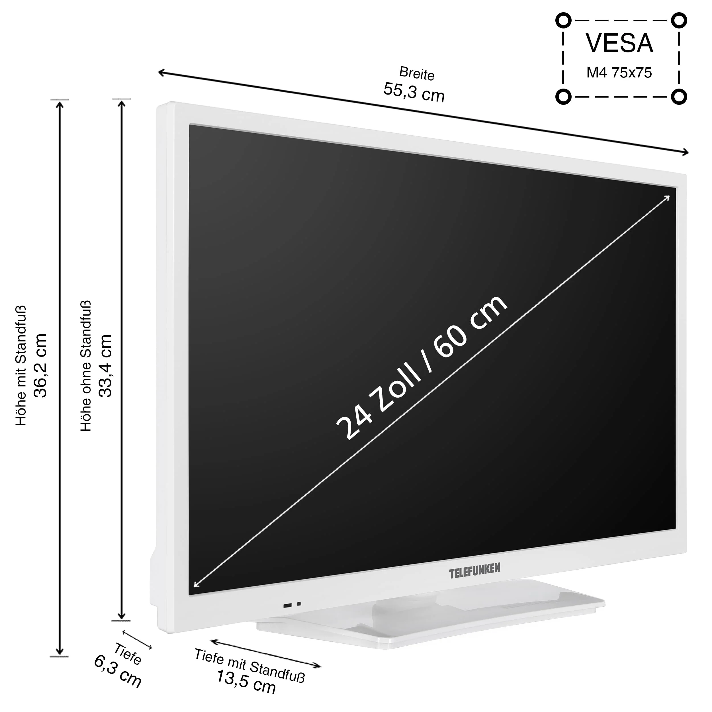 Telefunken Fernseher 24 Zoll Smart TV VIDAA XH24VP550M-W HD Fernseher, HDR TV mit integriertem Triple-Tuner, LED TV weiß - Image 8