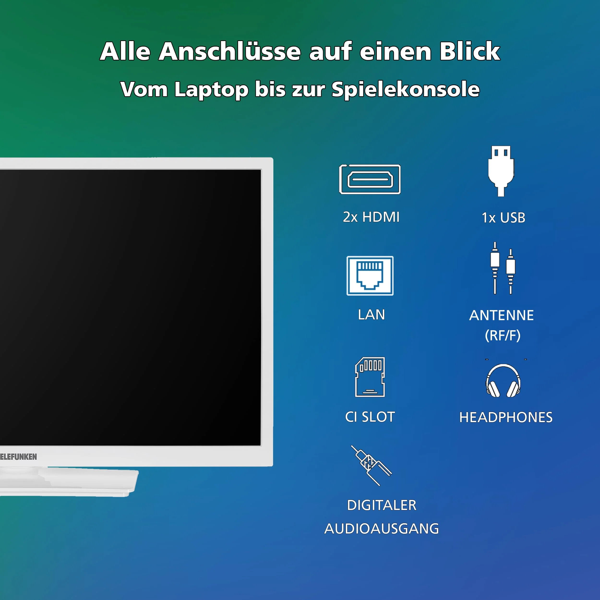 Telefunken Fernseher 24 Zoll Smart TV VIDAA XH24VP550M-W HD Fernseher, HDR TV mit integriertem Triple-Tuner, LED TV weiß - Image 9