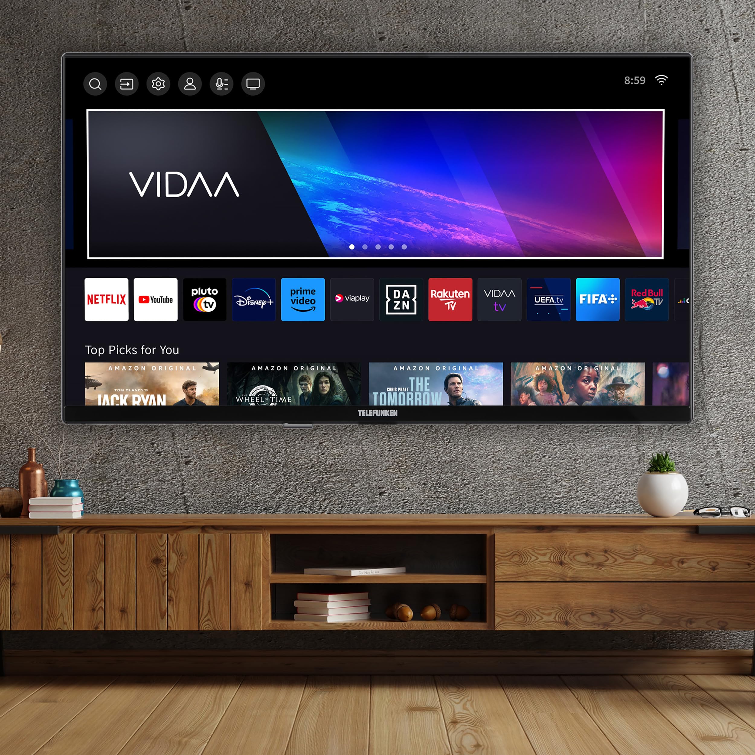 Telefunken QLED Fernseher 65 Zoll Smart TV VIDAA QU65VP750S 4K Fernseher UHD, HDR TV mit Dolby Vision, Dolby Atmos, Triple-Tuner und 6 Monate HD+ inkl., LED TV schwarz - Image 9