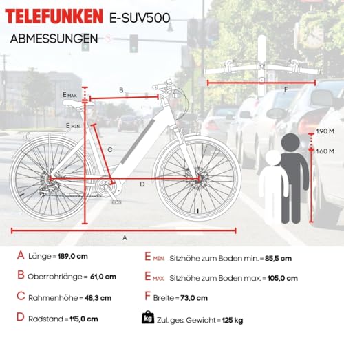 TELEFUNKEN SUV E-Bike 27,5 Zoll für Damen & Herren | Pedelec mit Mittelmotor & 468Wh Akku | Elektrofahrrad mit 7-Gang Kettenschaltung & Hydr. Scheibenbremsen, StVZO-konform | SUV500 - Image 2