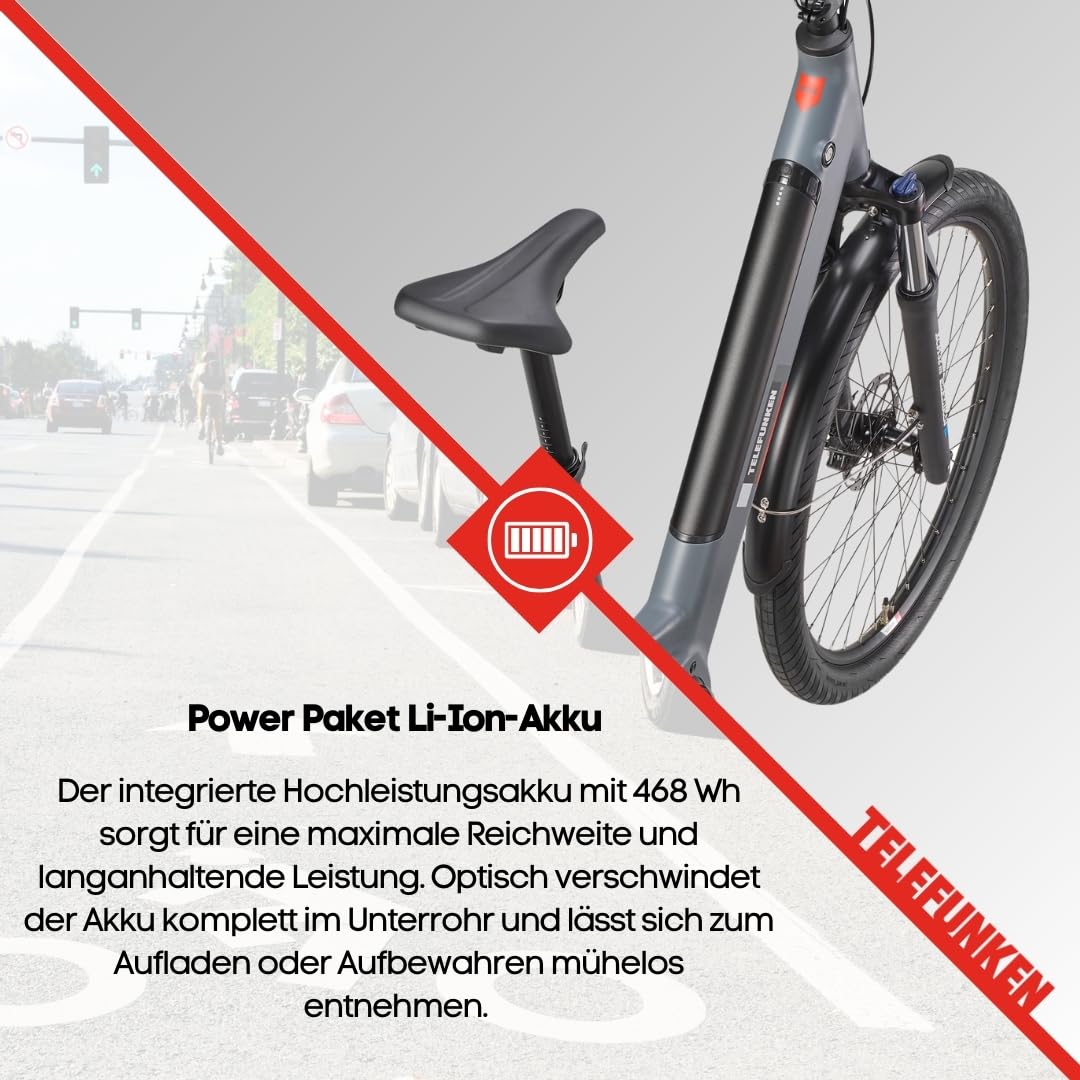 TELEFUNKEN SUV E-Bike 27,5 Zoll für Damen & Herren | Pedelec mit Mittelmotor & 468Wh Akku | Elektrofahrrad mit 7-Gang Kettenschaltung & Hydr. Scheibenbremsen, StVZO-konform | SUV500 - Image 6