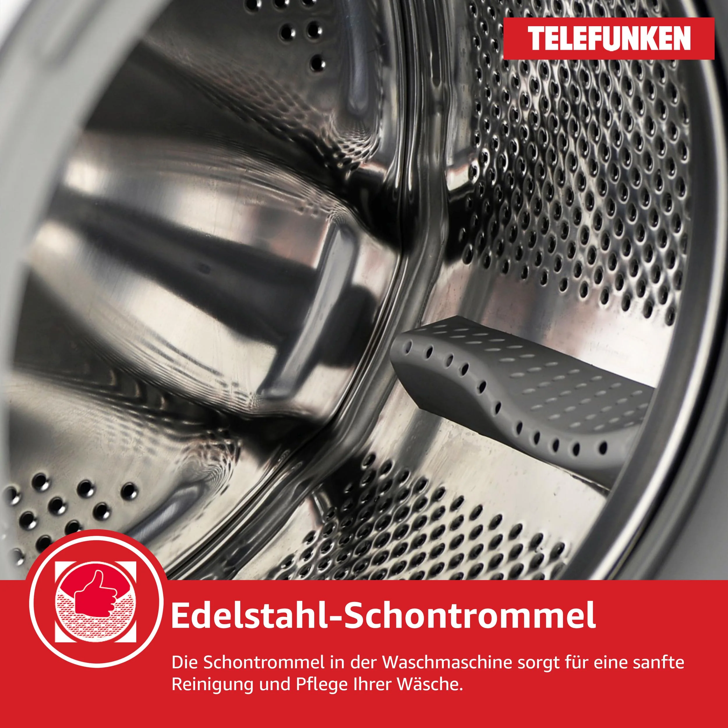 Telefunken Waschmaschine 8kg | 1400 U/Min. | Inverter Motor - Leise & Effizient | AquaStop - Schutz vor Wasserschäden | Schontrommel | Washing Machine mit 15 Programmen | EEK A | W-8-1400-A-W weiß - Image 5