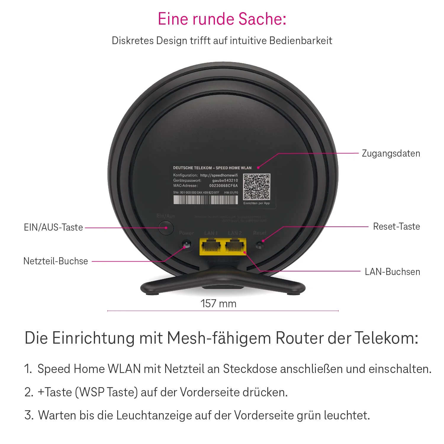 Telekom Speed Home WLAN Schwarz WiFi 6 Repeater bis zu 4,8 GBit/s 2,4 + 5 GHz - Image 2