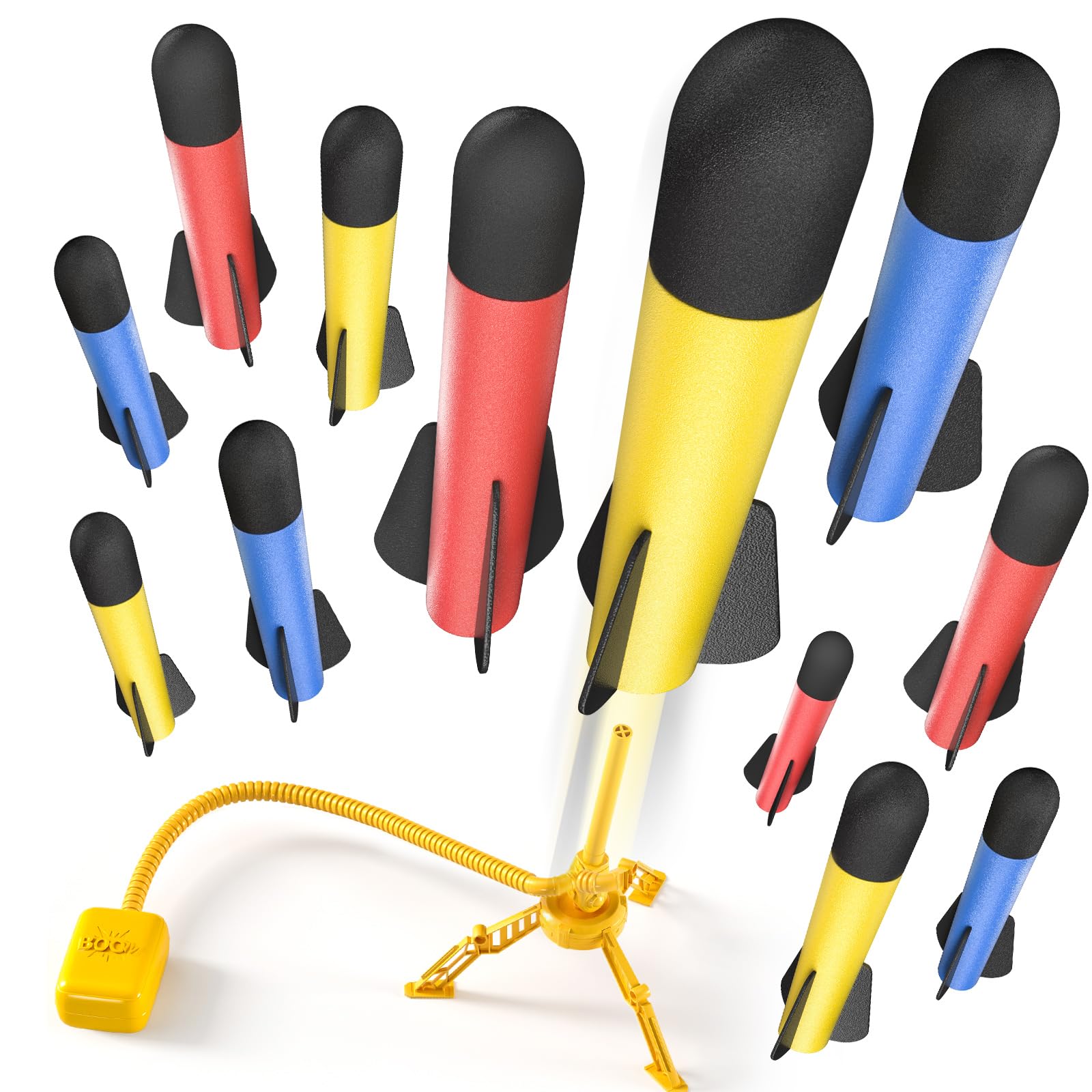 TEMI Rocket Launcher für Kinder, 12 Schaumstoffraketen und Stomp Launcher Pad, Start bis zu 100+ft, Kinder Outdoor-Spielzeug für Kleinkind Jungen Mädchen Alter 3 4 5 6 + Jahre alt