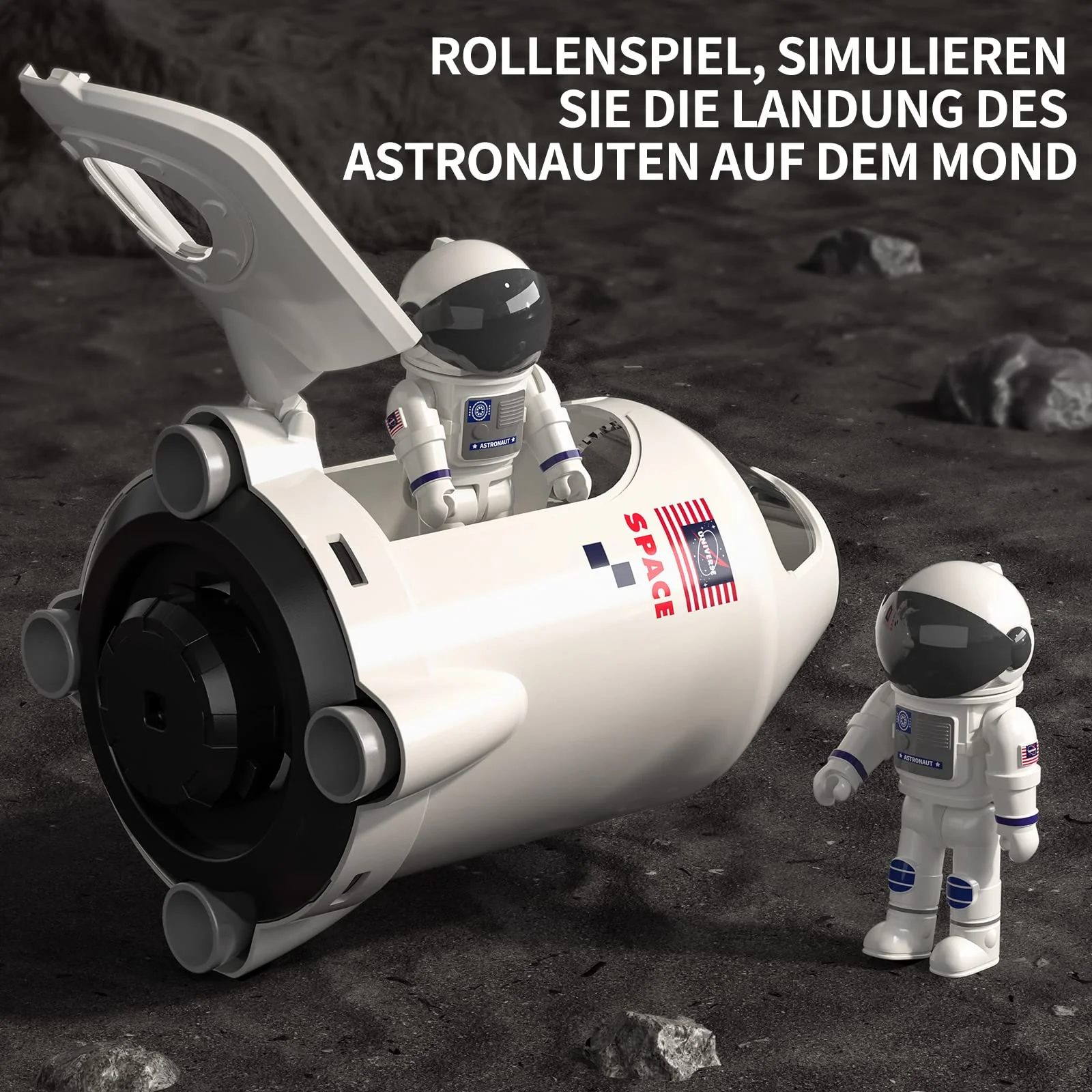 TEMI Space Shuttle Rakete Spielzeug für 3 4 5 6 7 8 9 Jahre Kinder Wissenschaft Lernspielzeug 5-in-1 STEM mit 2 Astronauten, Projektionslampe, Weltraumspielzeug Geschenk Jungen Mädchen - Image 3