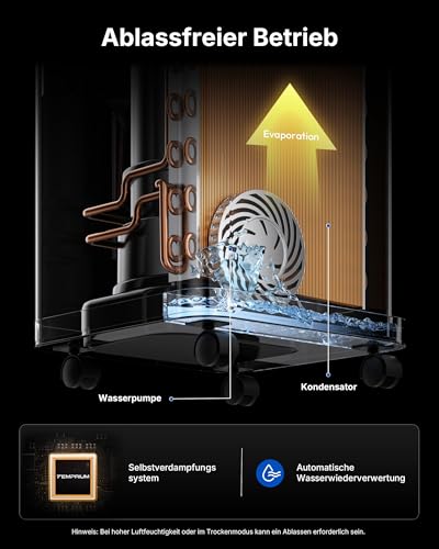 Temprium Mobile Klimaanlage 9000BTU 2,6Kw mit Abluftschlauch | 3-in-1 Mobiles Klimagerät | Fensterabdichtung | APP-Steuerung + Fernbedienung | Leiser Betrieb | 24h-Timer | Für Räume bis 25m² - Image 6