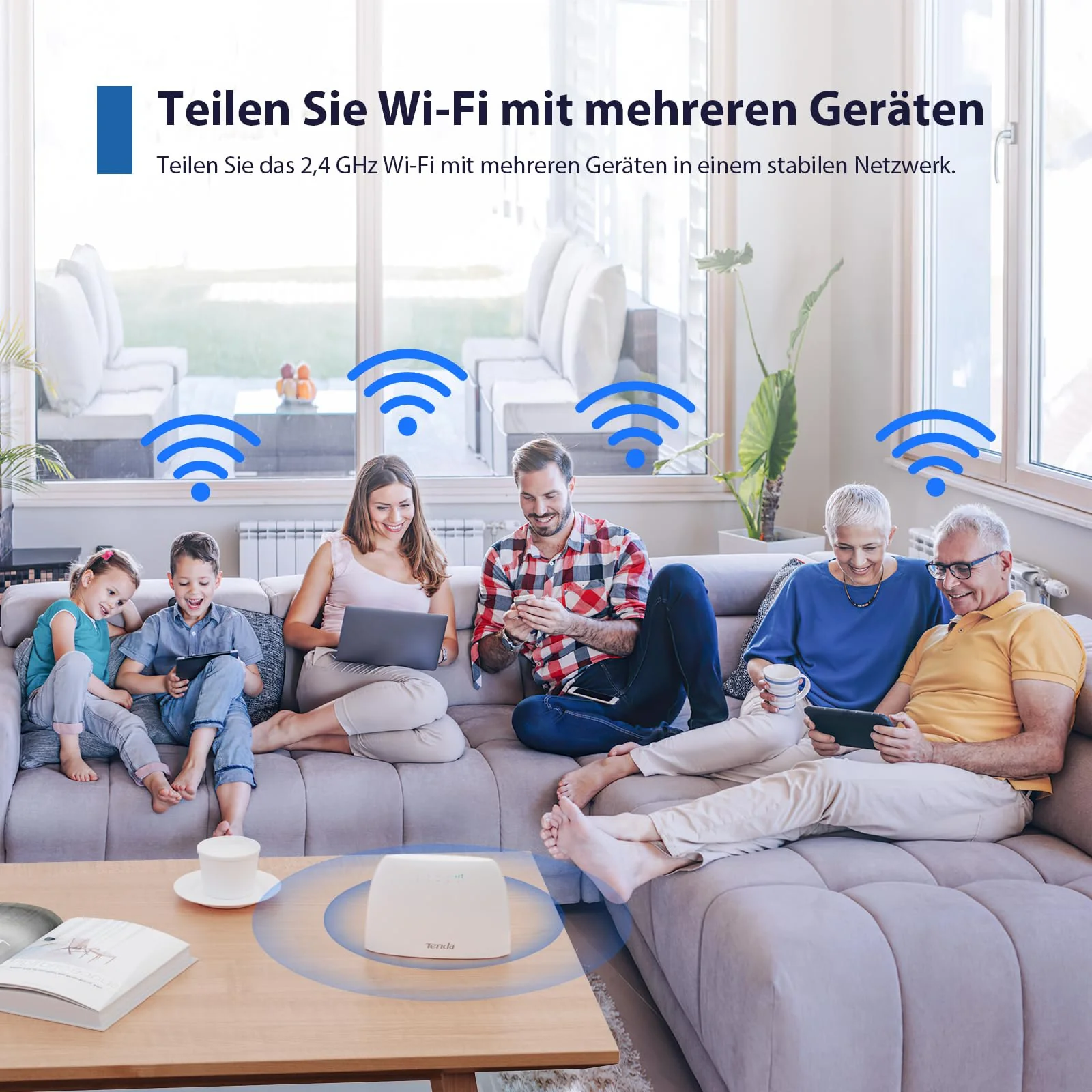 Tenda 4G03 4G LTE Router, WLAN Router für SIM-Karten (CAT4, 150Mbit/s im Download, 300Mbit/s 2,4GHz), 2 Fast-Ethernet-Ports, Plug & Play, APP, IPv6, Gast-Netzwerk, Verkehrdaten-Monitoring, Weiß - Image 5