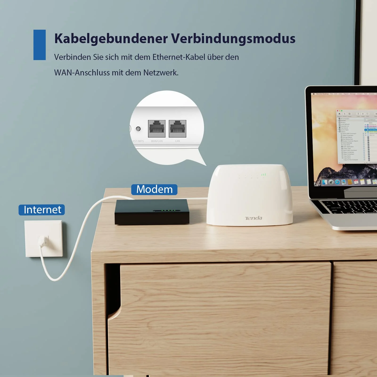 Tenda 4G03 4G LTE Router, WLAN Router für SIM-Karten (CAT4, 150Mbit/s im Download, 300Mbit/s 2,4GHz), 2 Fast-Ethernet-Ports, Plug & Play, APP, IPv6, Gast-Netzwerk, Verkehrdaten-Monitoring, Weiß - Image 6
