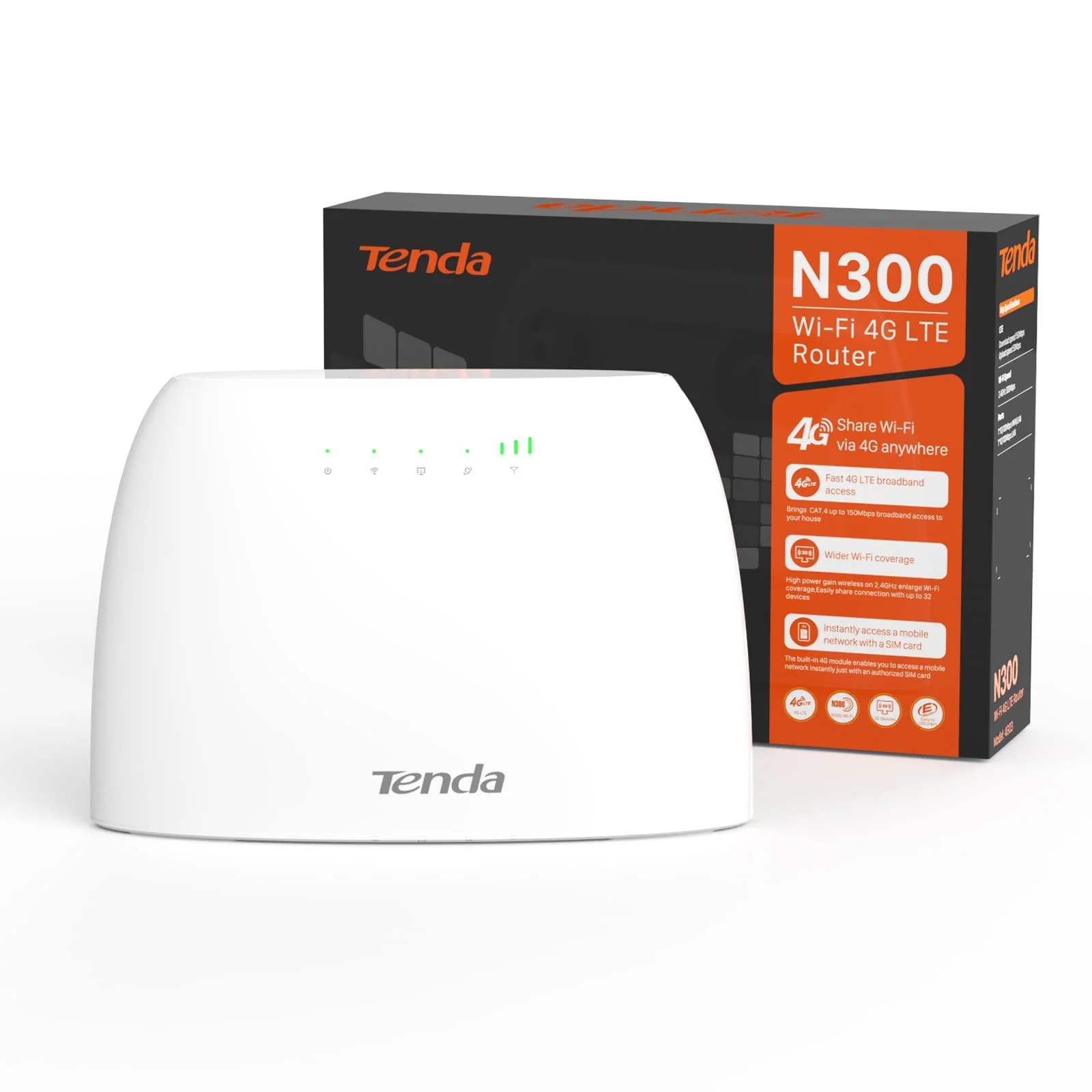 Tenda 4G03 4G LTE Router, WLAN Router für SIM-Karten (CAT4, 150Mbit/s im Download, 300Mbit/s 2,4GHz), 2 Fast-Ethernet-Ports, Plug & Play, APP, IPv6, Gast-Netzwerk, Verkehrdaten-Monitoring, Weiß - Image 8
