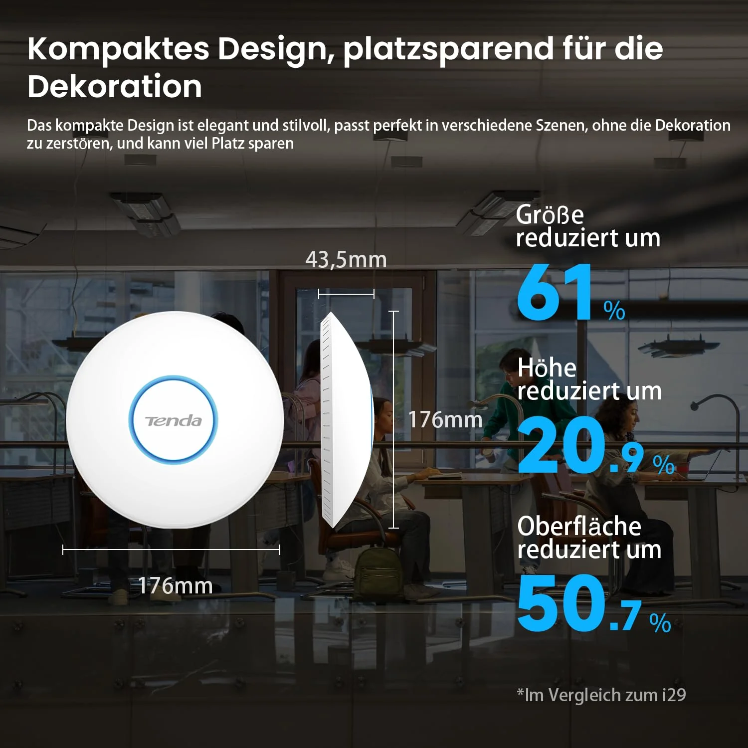 Tenda i27 AX3000 WiFi 6 Access Point PoE (802.11ax Dualband, 1x GB PoE LAN-Port, WPA3 Sicherheit, Mehrere SSIDs, Verwaltbar über APP oder Weboberfläche, 802.3at PoE+ Powered, inkl. Netzteil) - Image 5