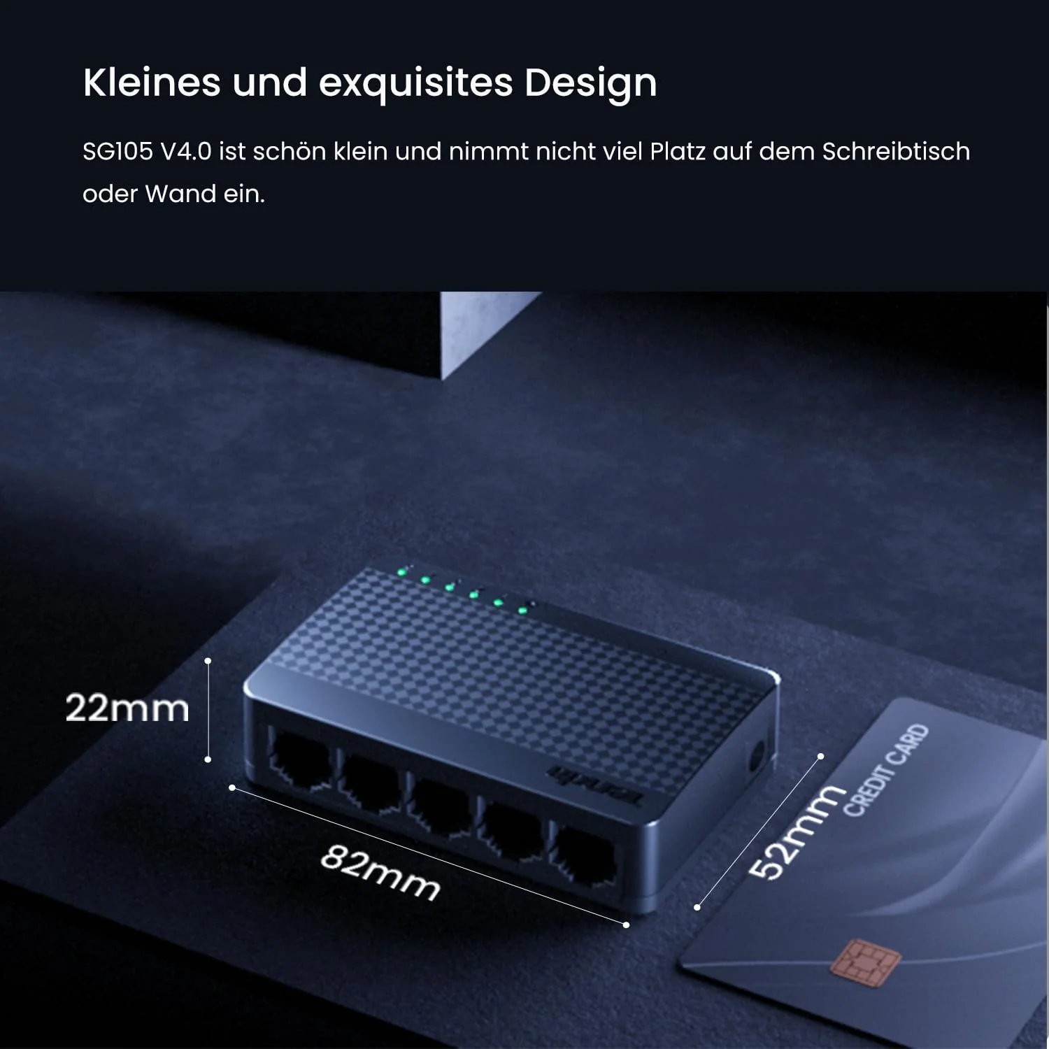 Tenda LAN Switch 5 Port Gigabit Switch Mini Netzwerk Switch, LAN Hub, LAN Verteiler (Plug-and-Play Ethernet Switch, Lüfterlos, Unmanaged, Schwarz) (SG105 V4.0) - Image 2